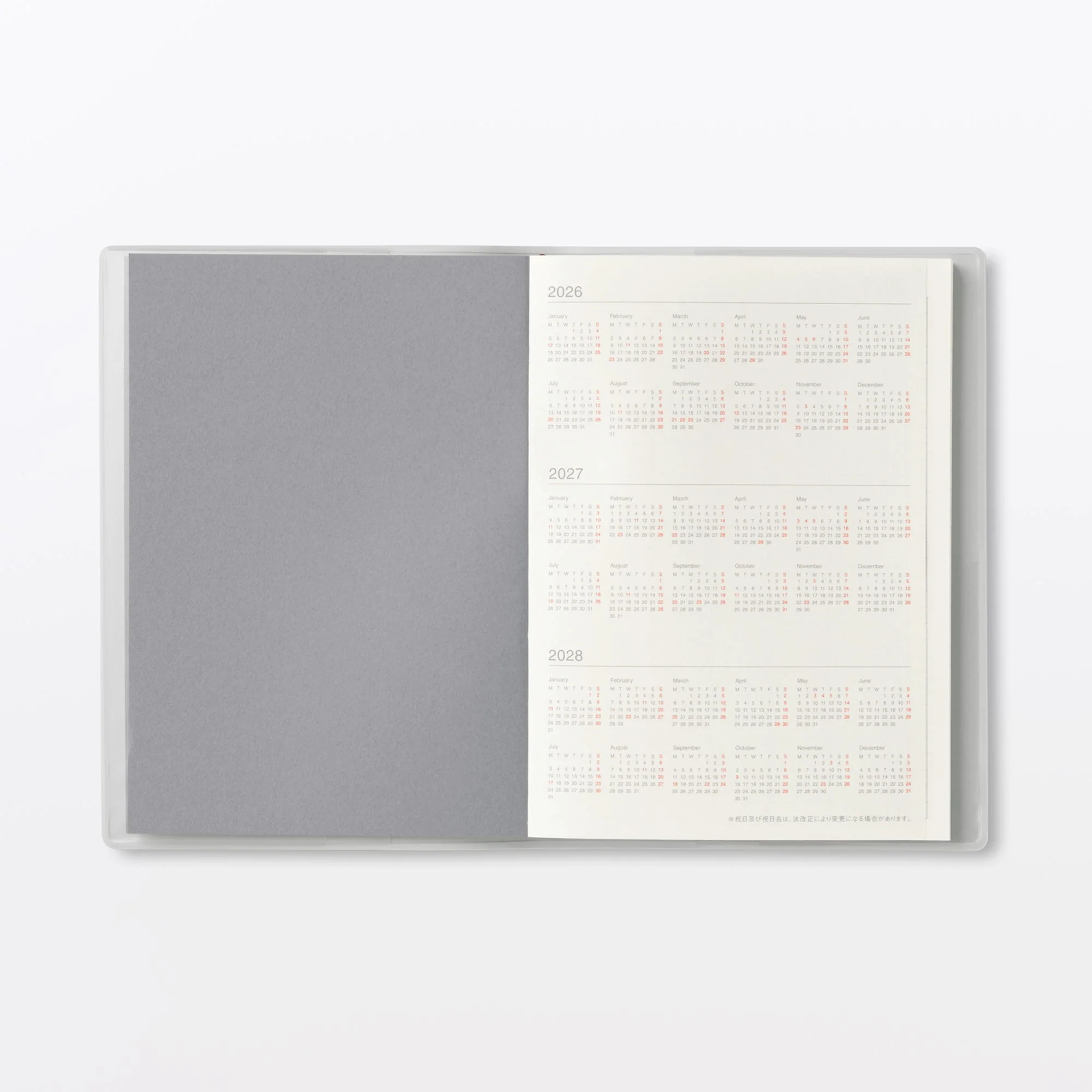 A6 White Gray Monthly/Weekly Planner From Aug. 2026 - Mon. Start - Image 4