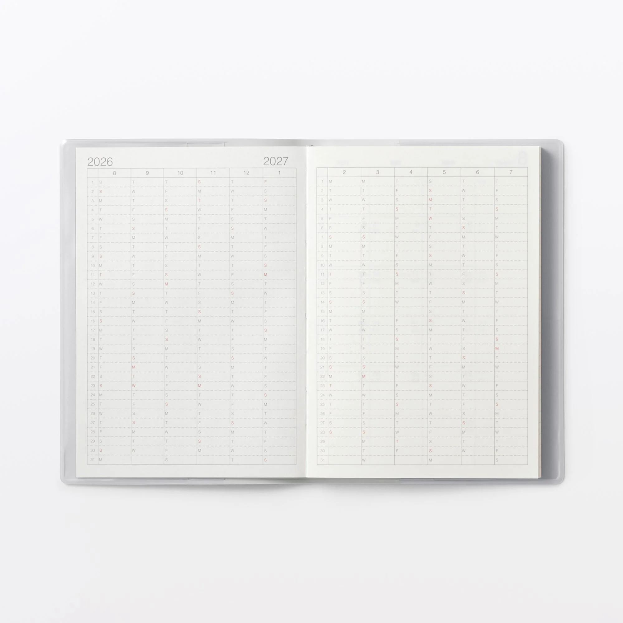 A6 White Gray Monthly/Weekly Planner From Aug. 2026 - Mon. Start - Image 5