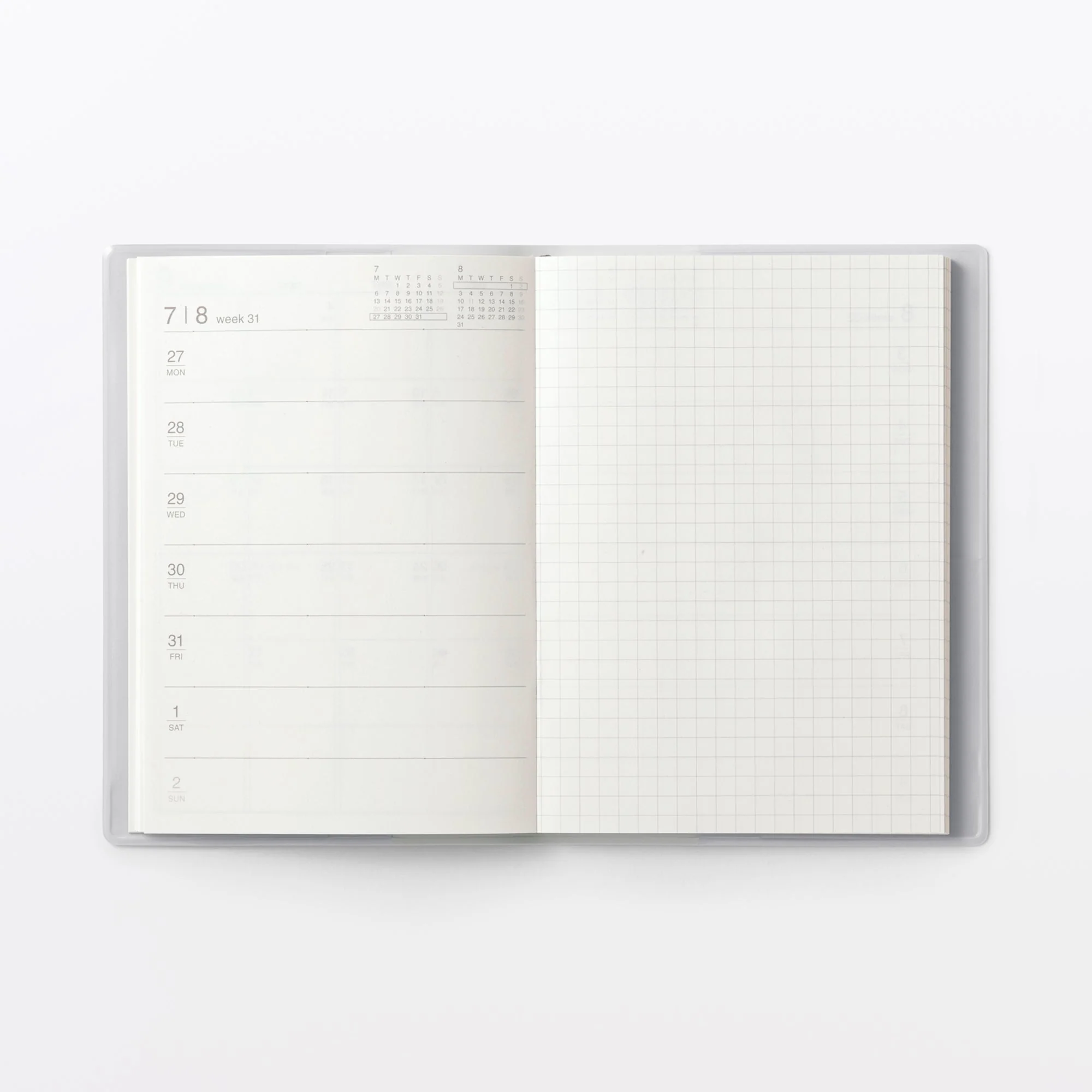 A6 White Gray Monthly/Weekly Planner From Aug. 2026 - Mon. Start - Image 7