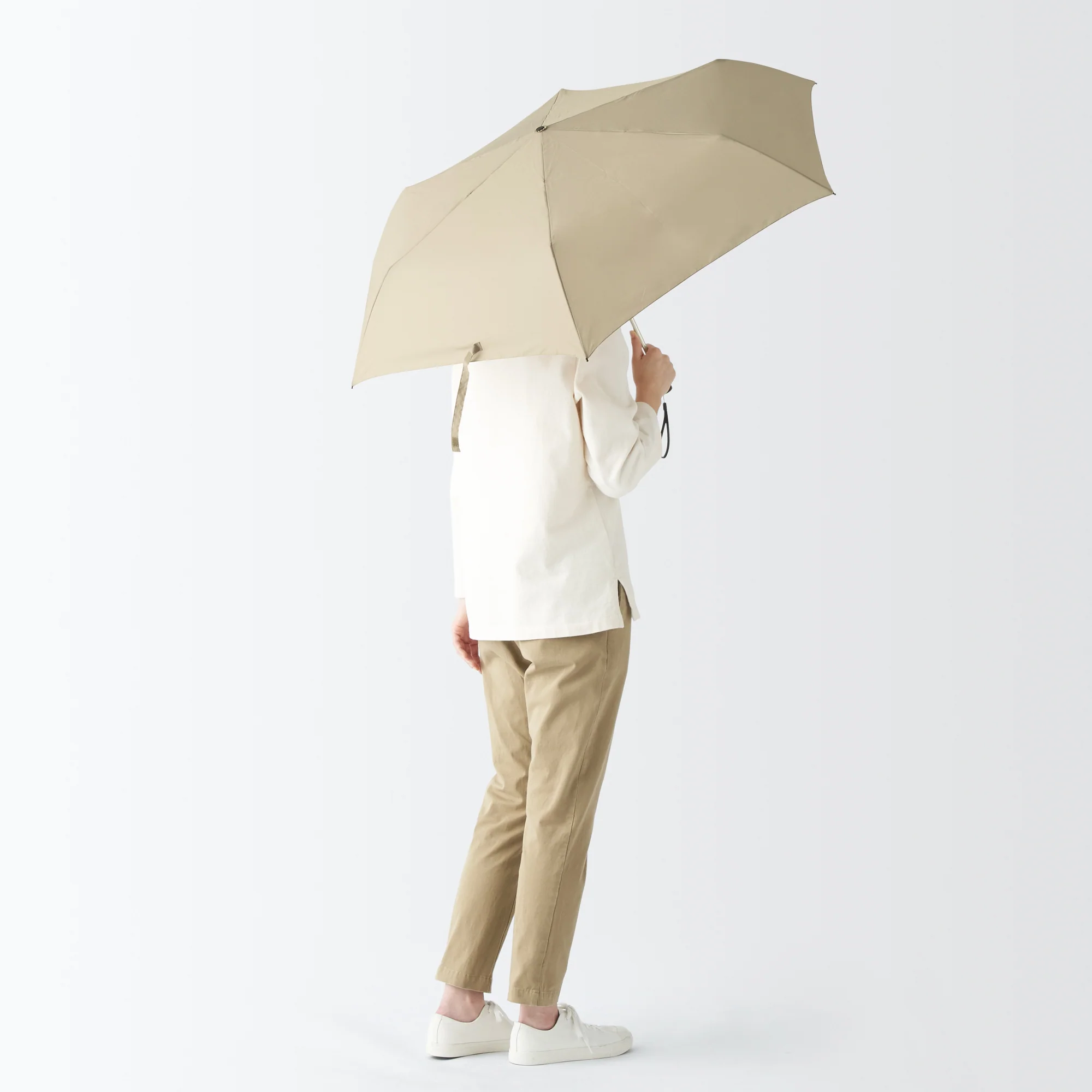 All-Weather Foldable Umbrella Beige - Image 4
