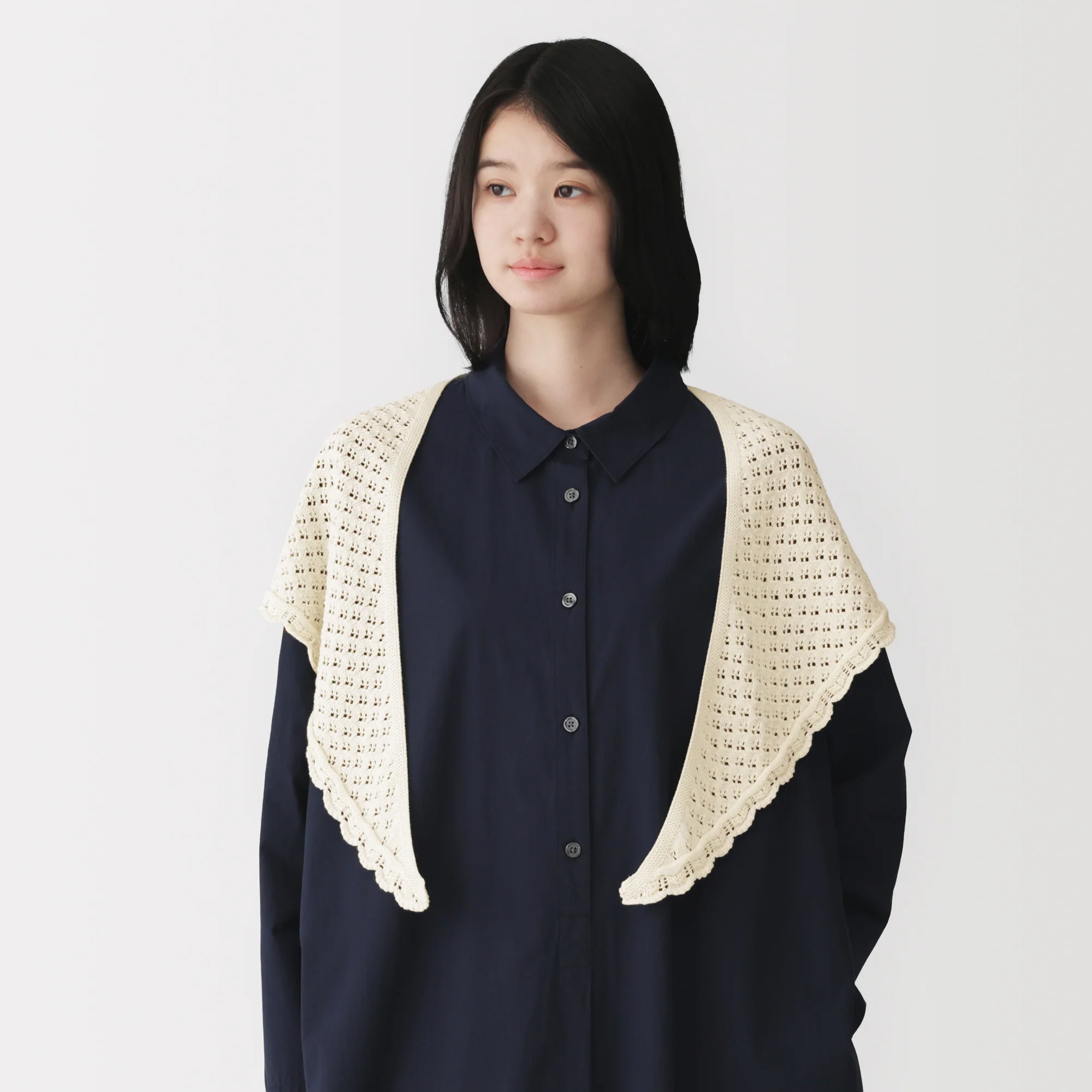 Cotton Openwork Triangle Scarf - Image 11
