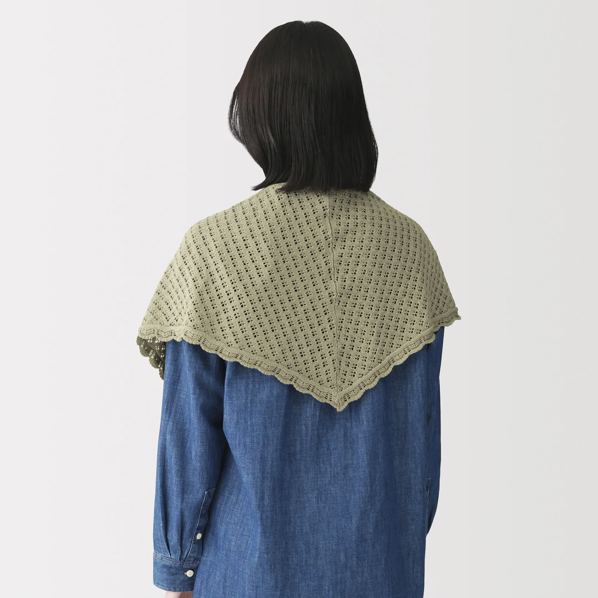 Cotton Openwork Triangle Scarf - Image 4