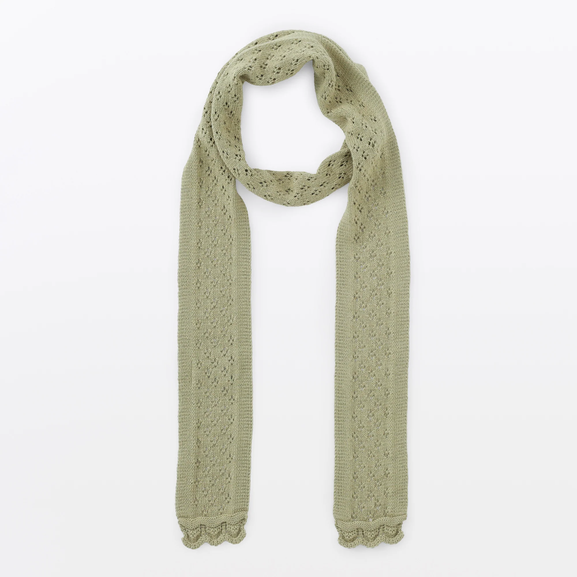 Cotton Openwork Slim Scarf - Image 8
