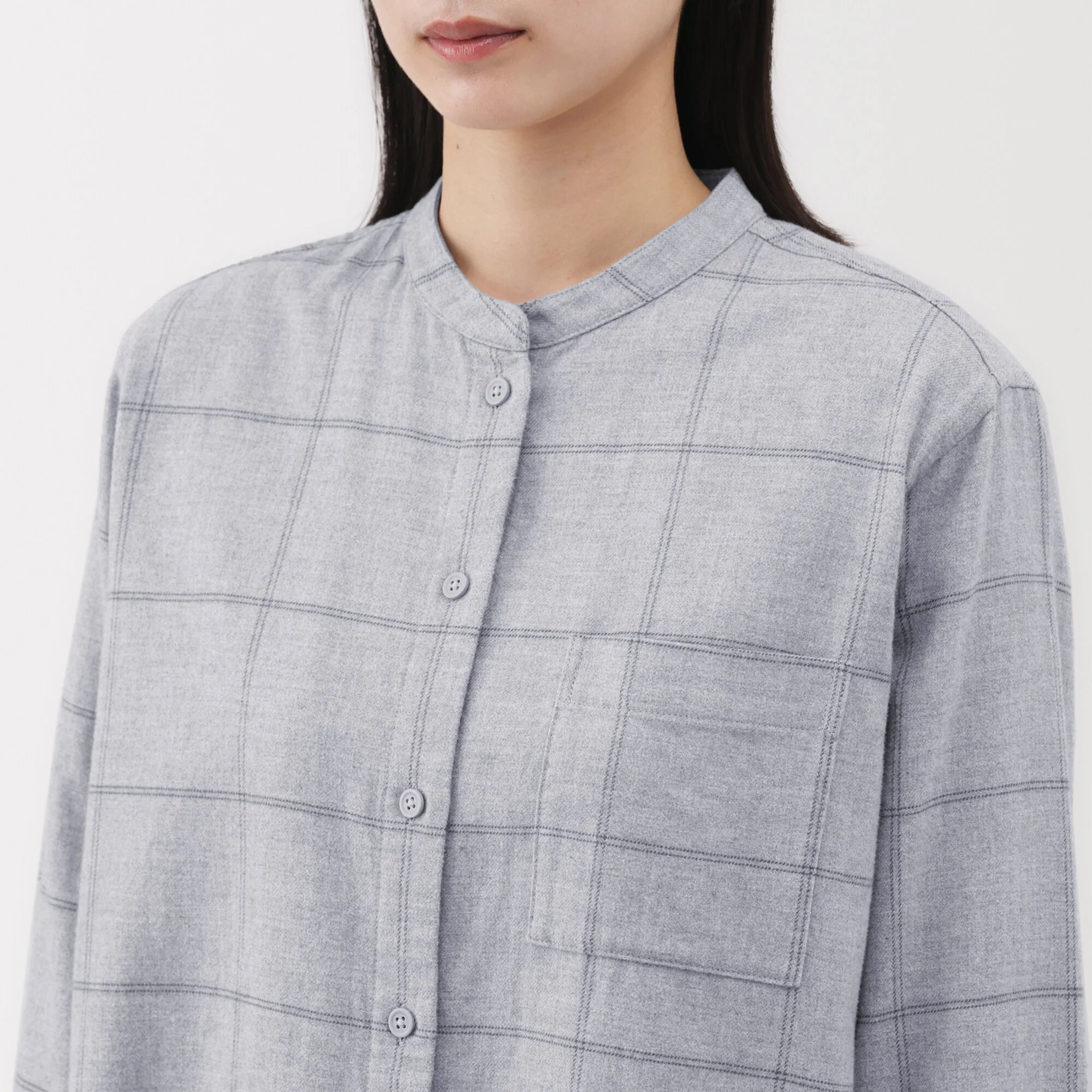 Flannel Stand Collar Shirt - Image 47