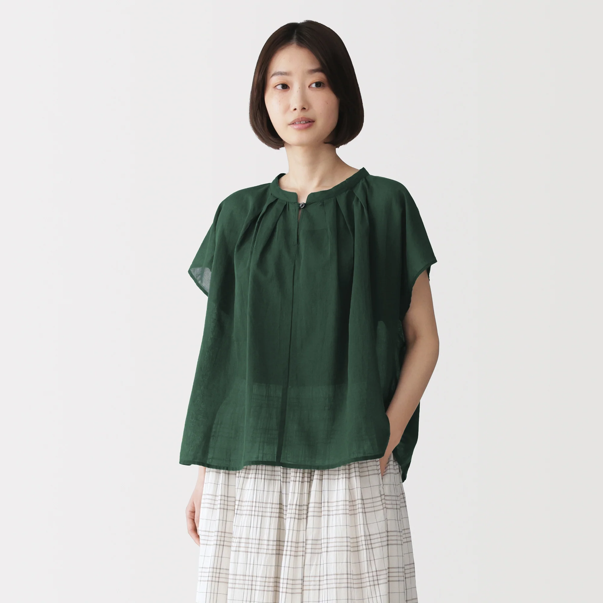 High-Twist Cotton Sheer Blouse - Image 3