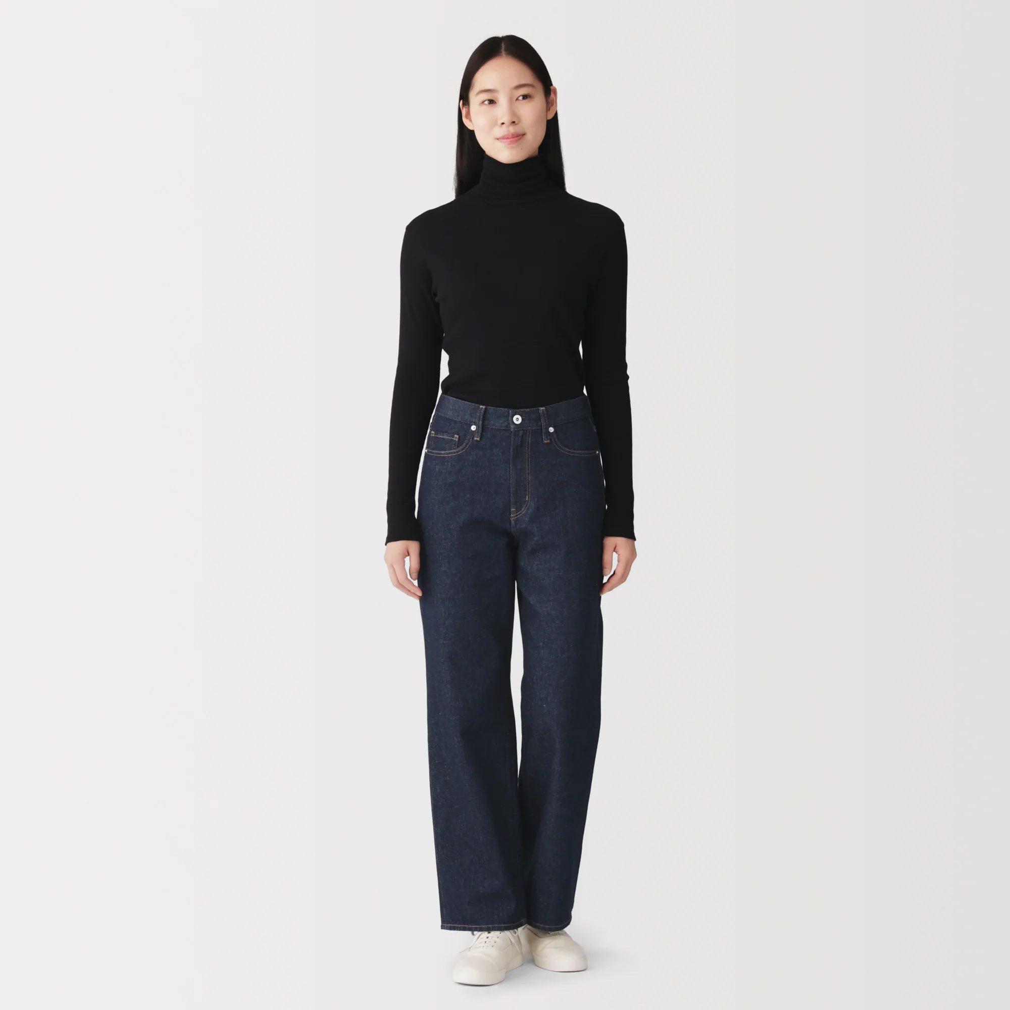 Kapok Blend Denim Straight Trousers - Image 3