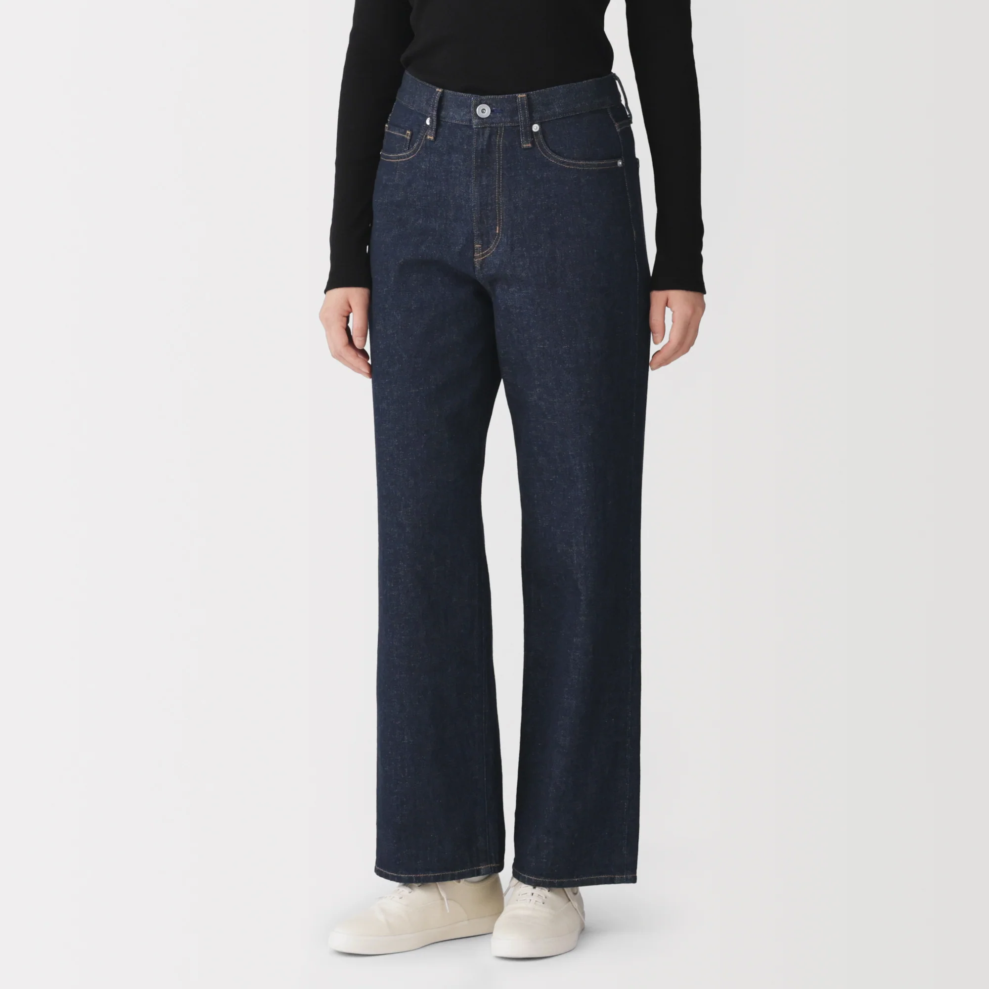Kapok Blend Denim Straight Trousers - Image 4