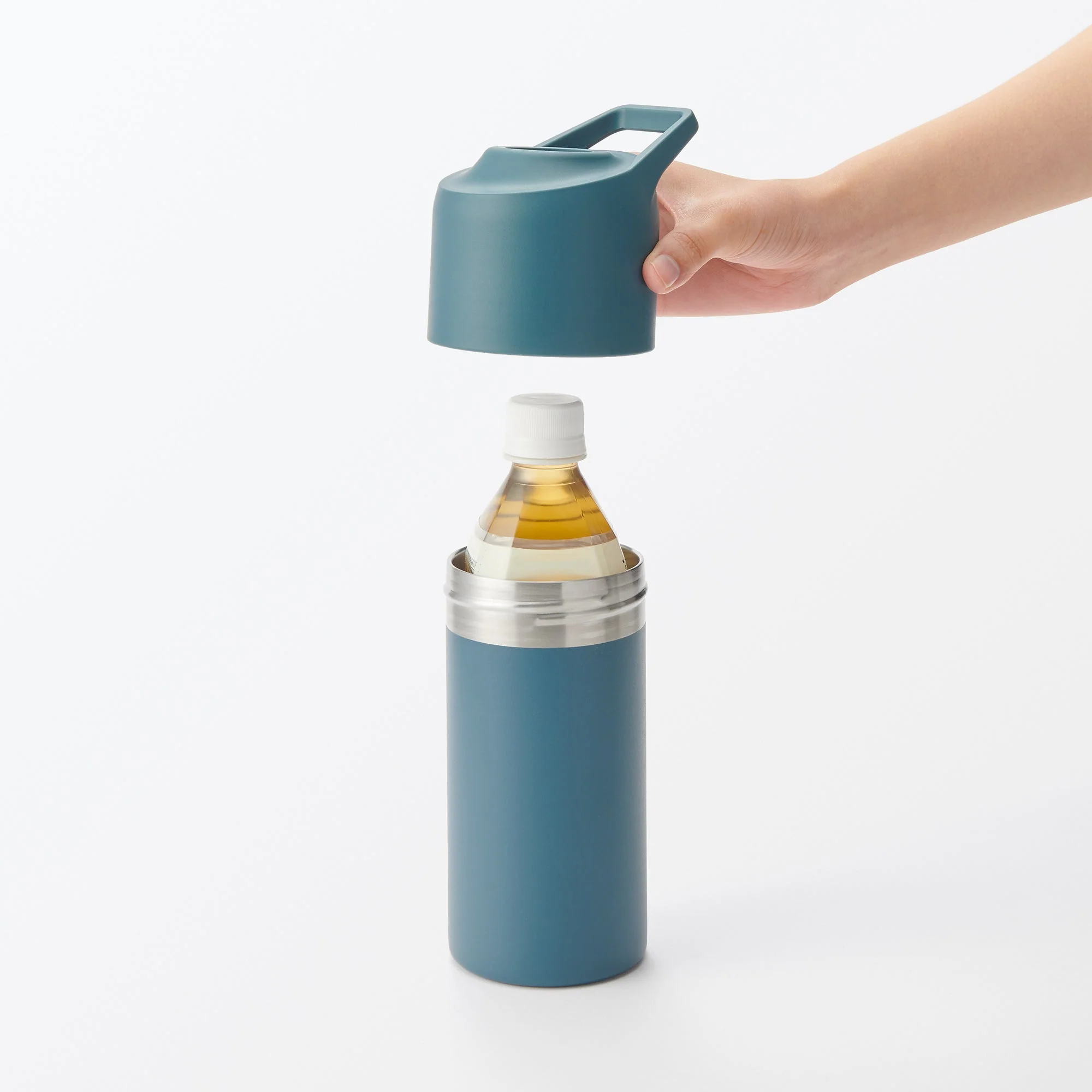 Keep Cold Insulated Plastic Bottle Holder - Dark Blue - Image 2