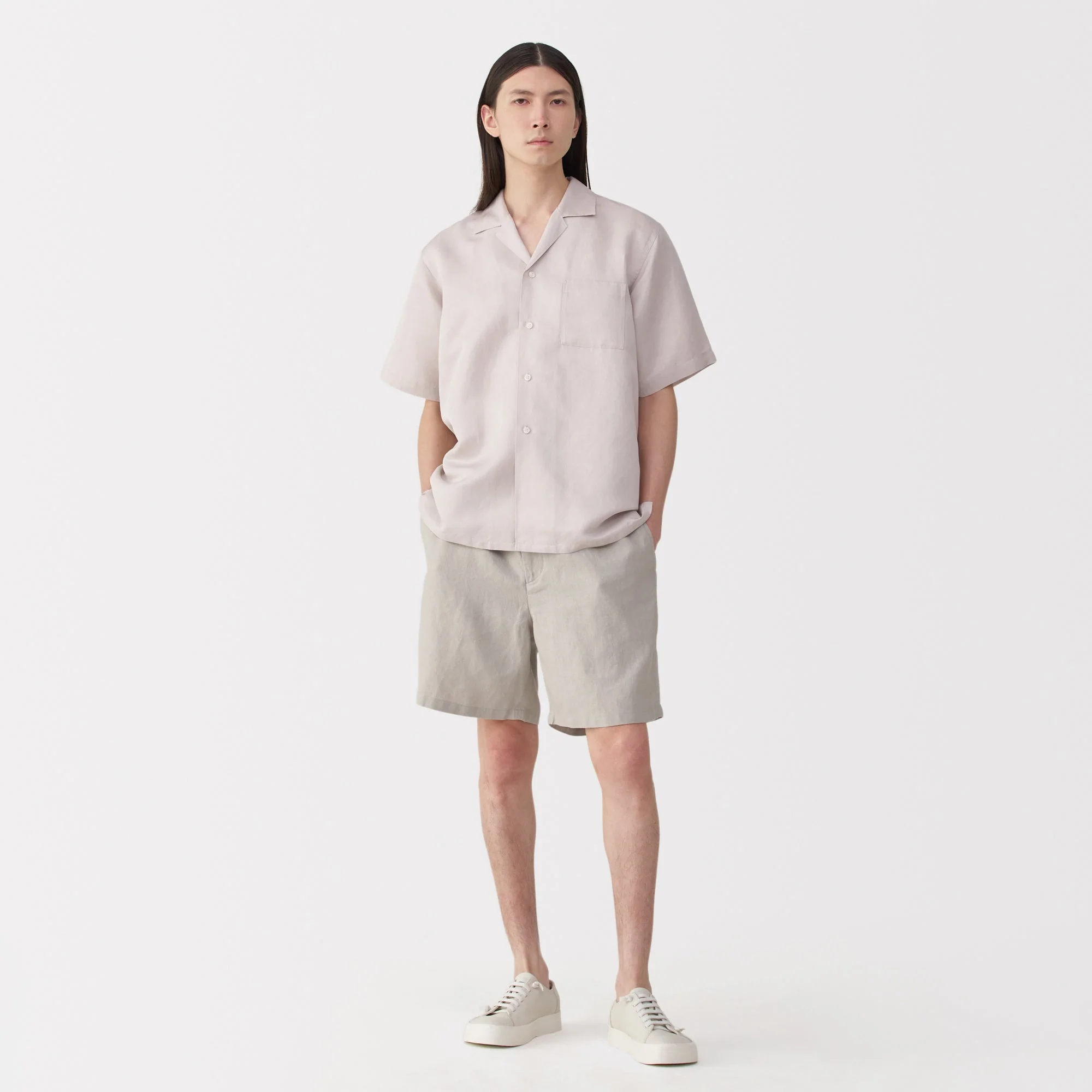 Labo Men's Linen Silk Open Collar Short Sleeve Shirt - Image 11