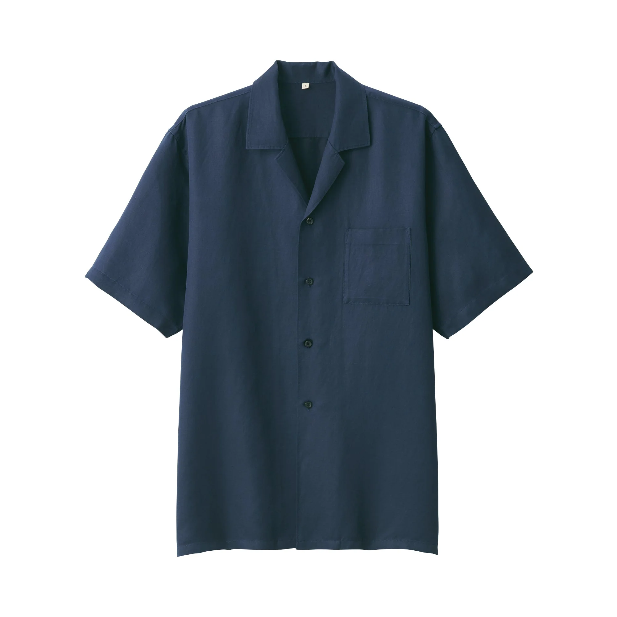 Labo Men's Linen Silk Open Collar Short Sleeve Shirt - Image 2