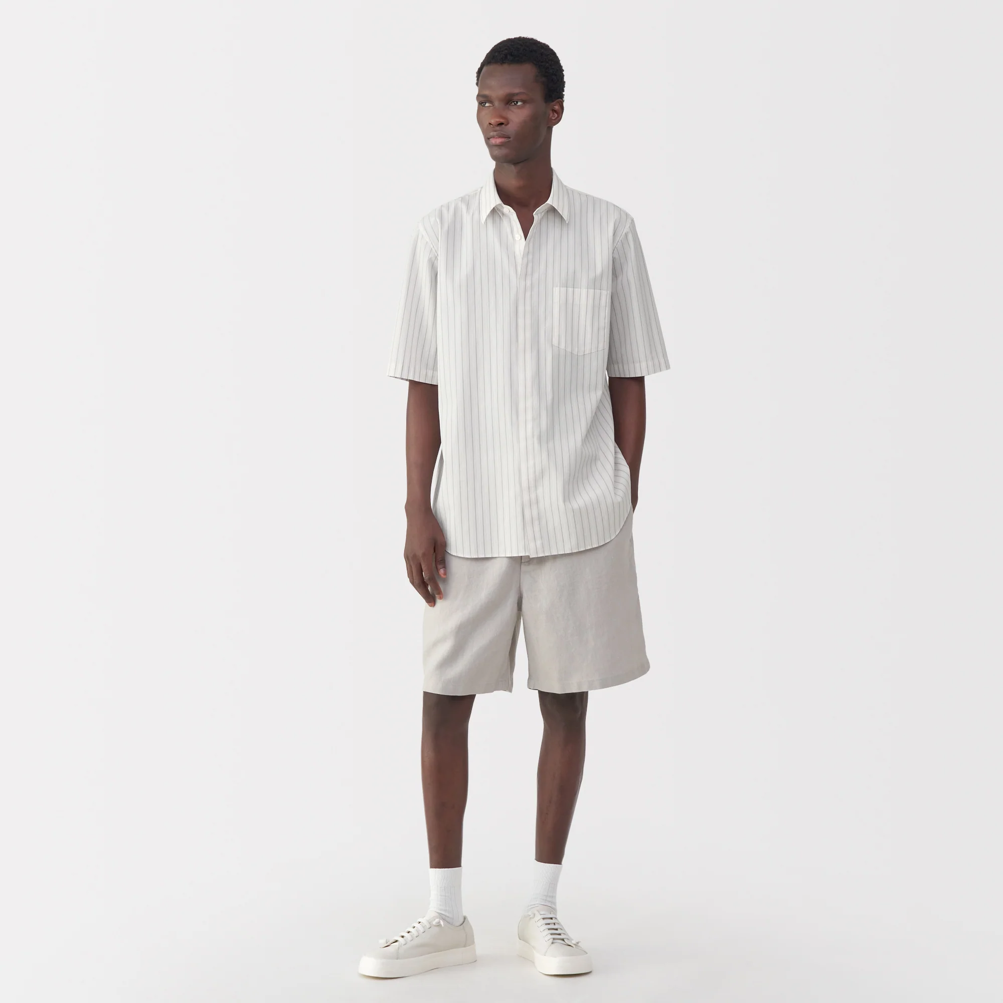 Labo Men's Poplin Layered Short Sleeve Striped Shirt - Image 12