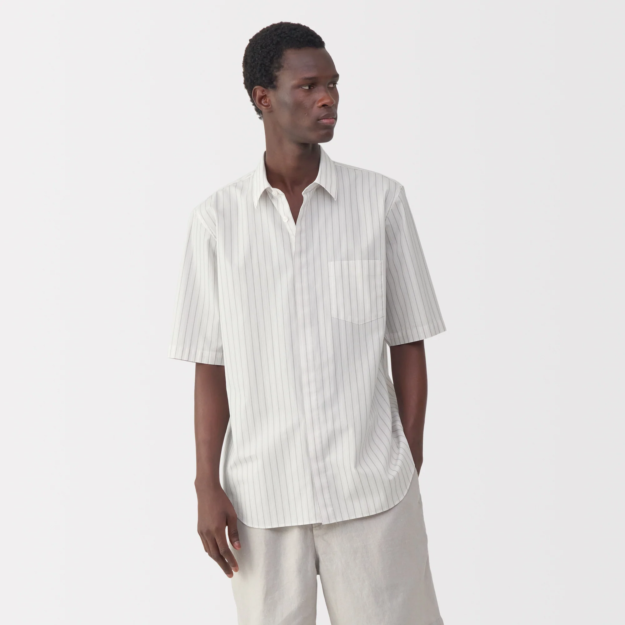Labo Men's Poplin Layered Short Sleeve Striped Shirt - Image 13
