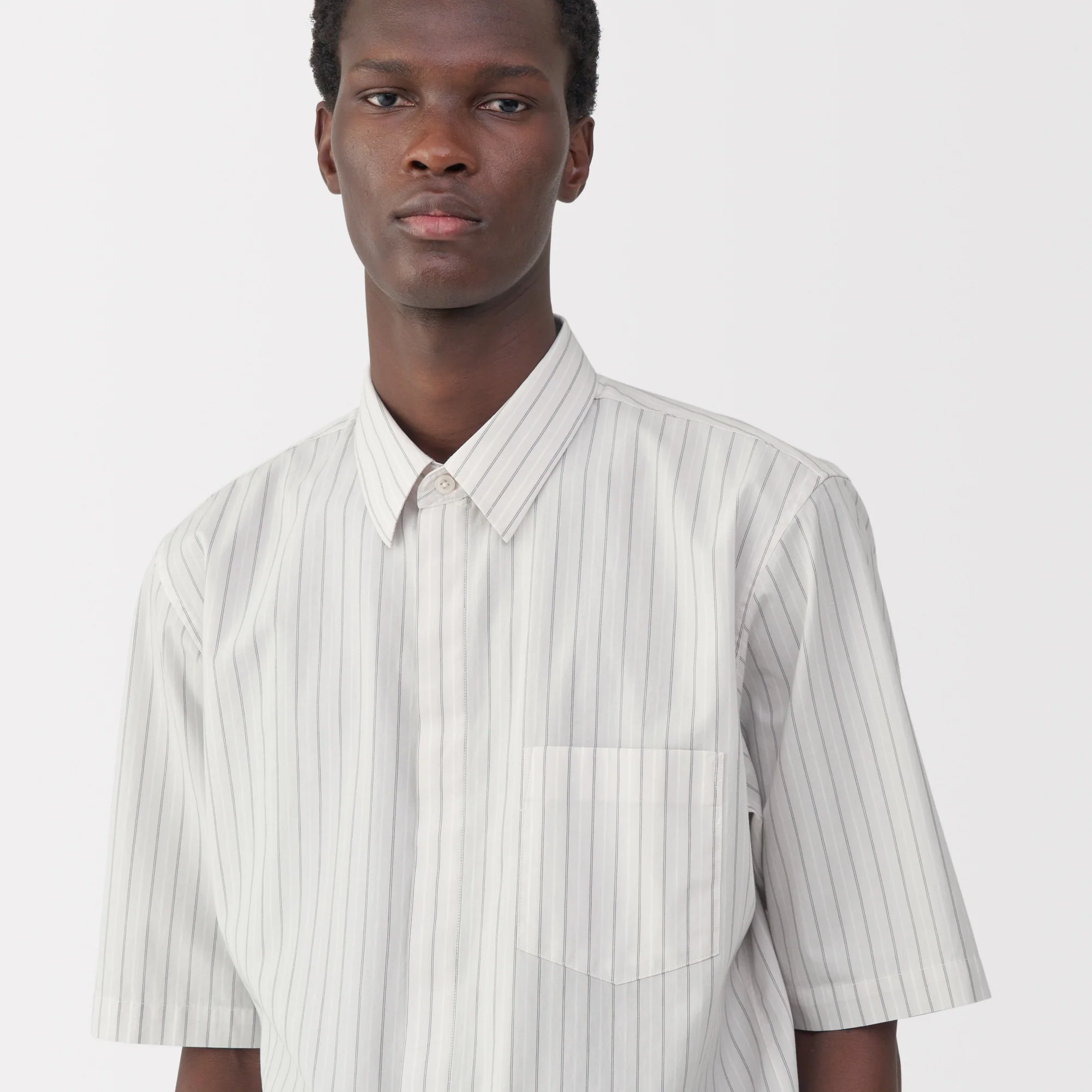 Labo Men's Poplin Layered Short Sleeve Striped Shirt - Image 16