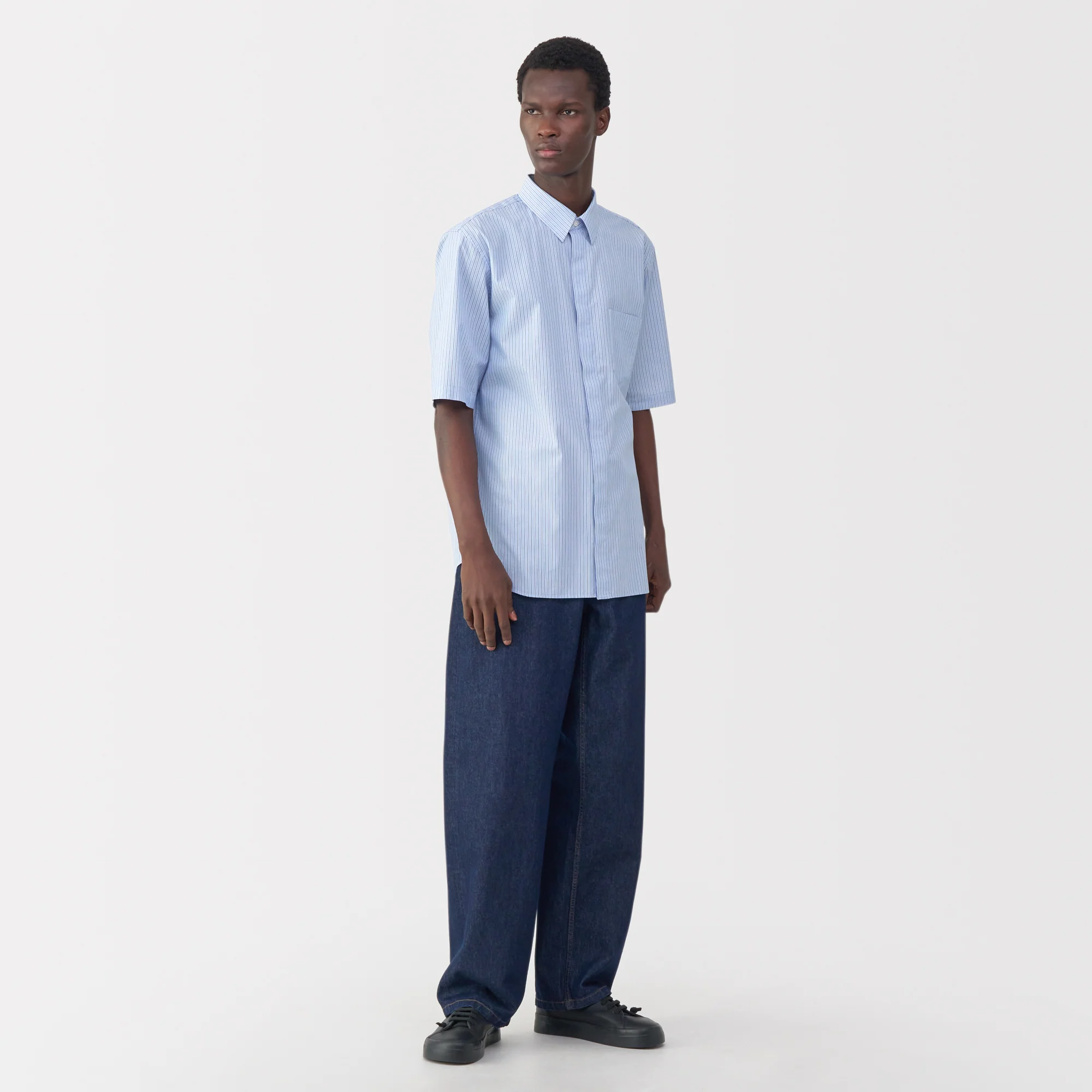 Labo Men's Poplin Layered Short Sleeve Striped Shirt - Image 21