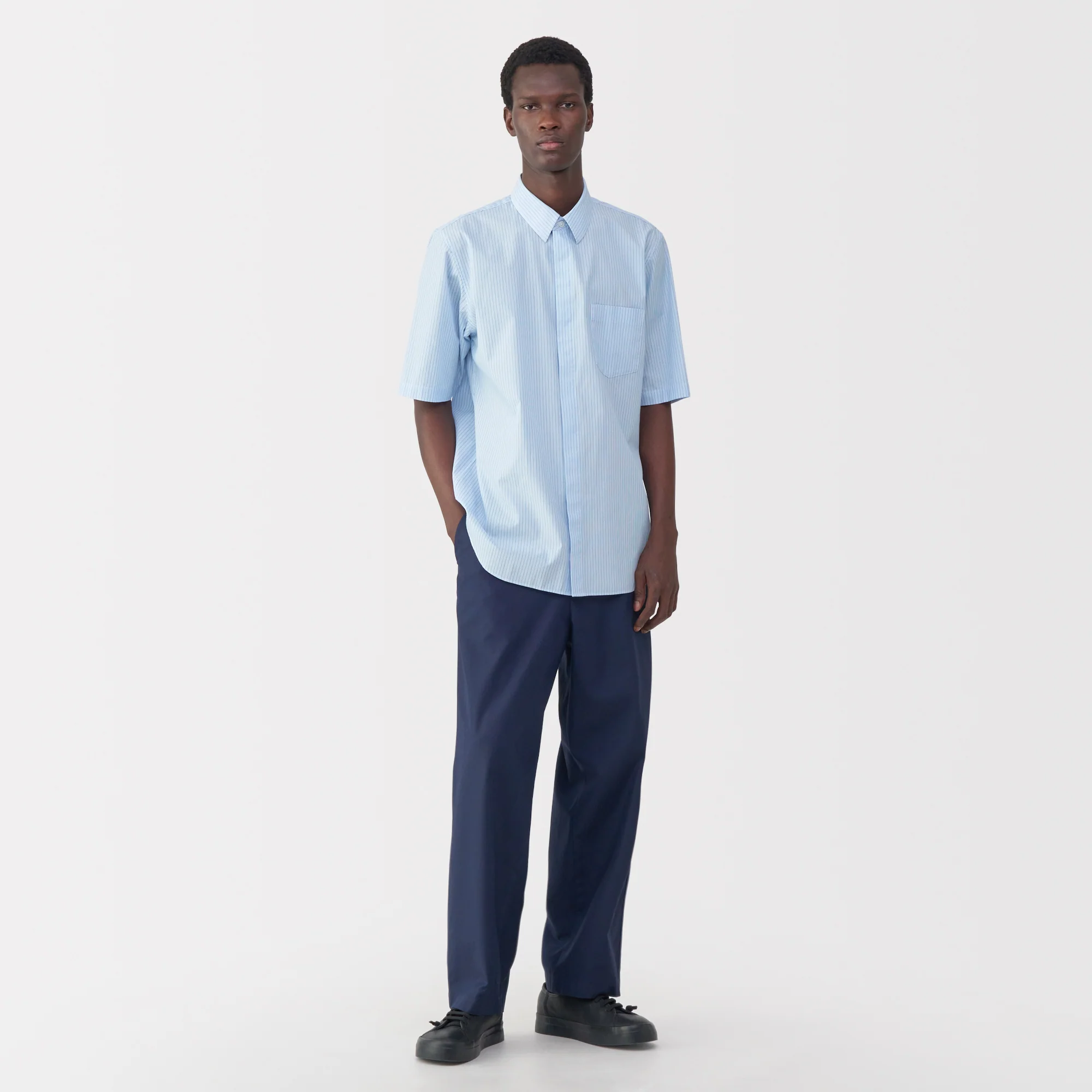 Labo Men's Poplin Layered Short Sleeve Striped Shirt - Image 22