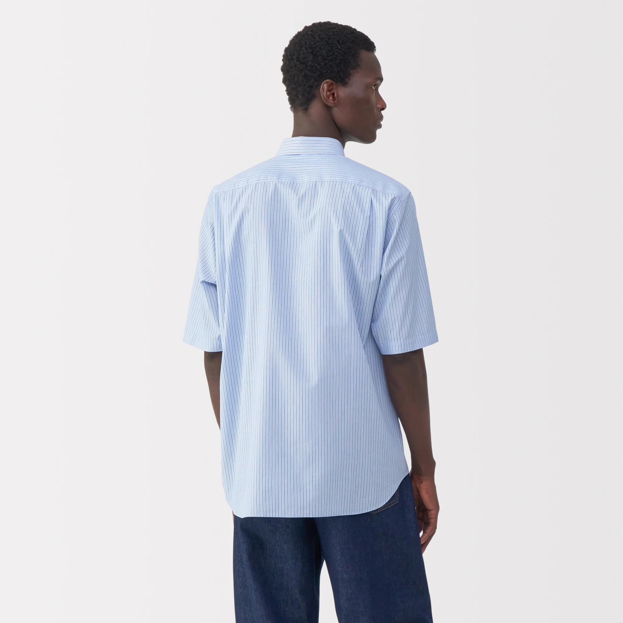 Labo Men's Poplin Layered Short Sleeve Striped Shirt - Image 25