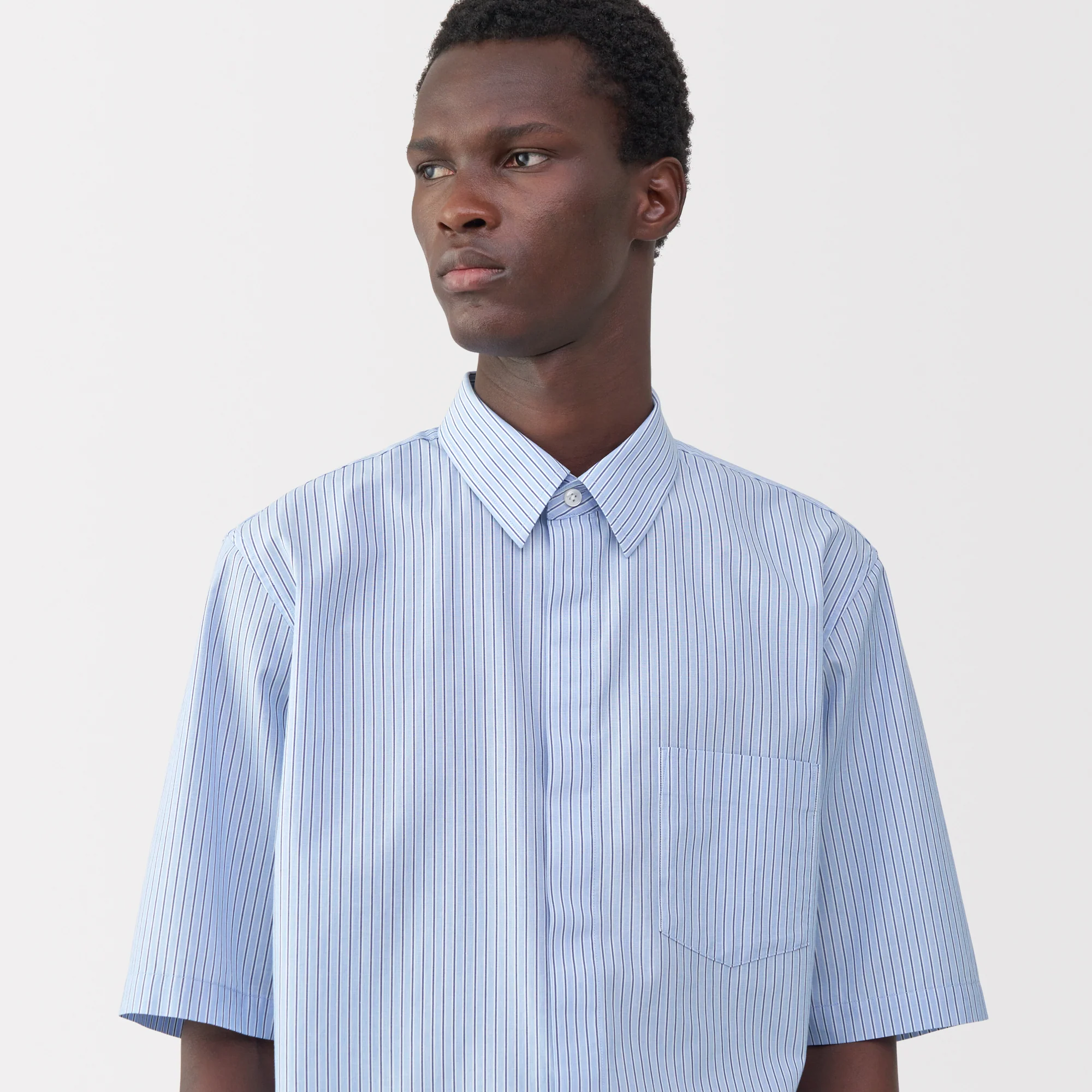 Labo Men's Poplin Layered Short Sleeve Striped Shirt - Image 26