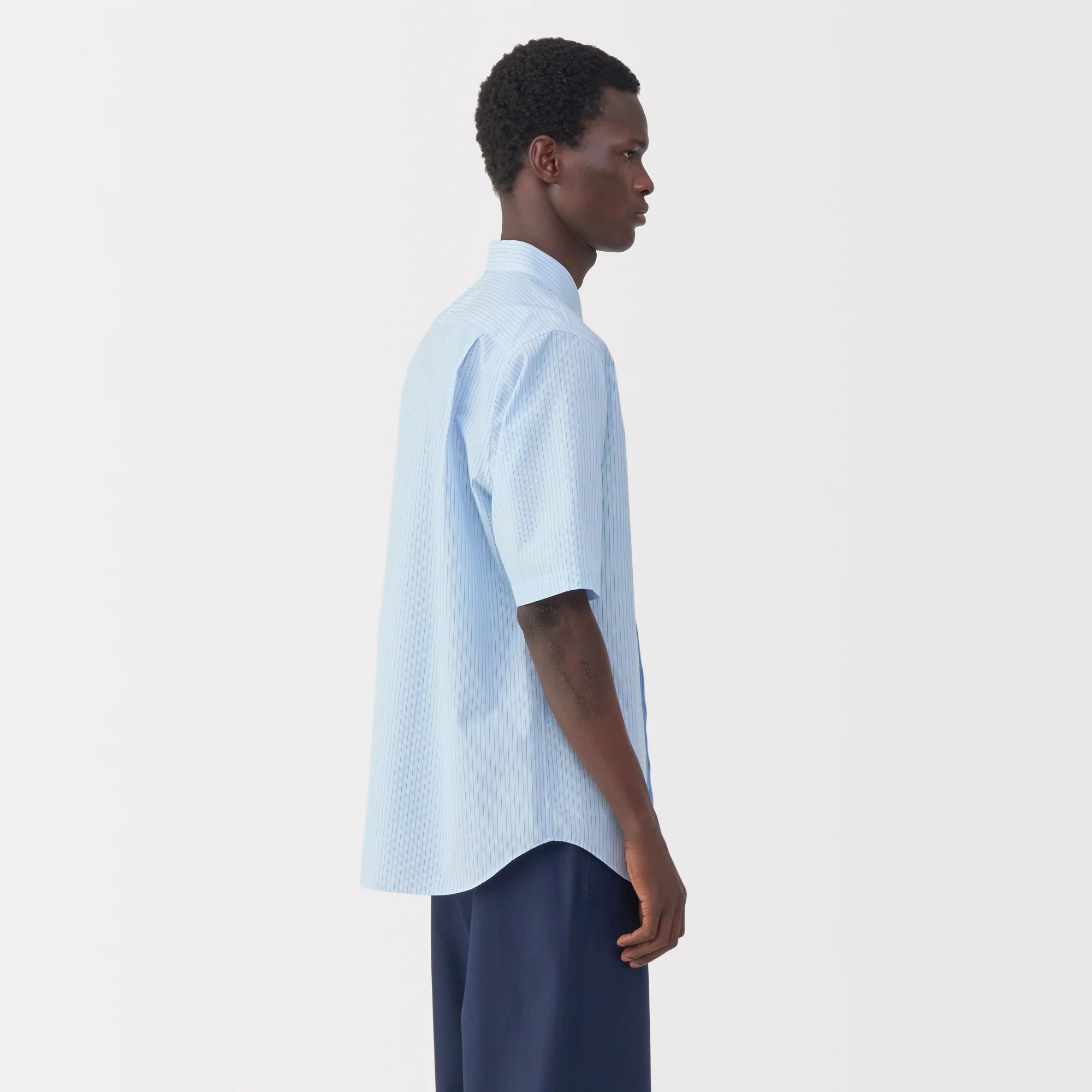 Labo Men's Poplin Layered Short Sleeve Striped Shirt - Image 5