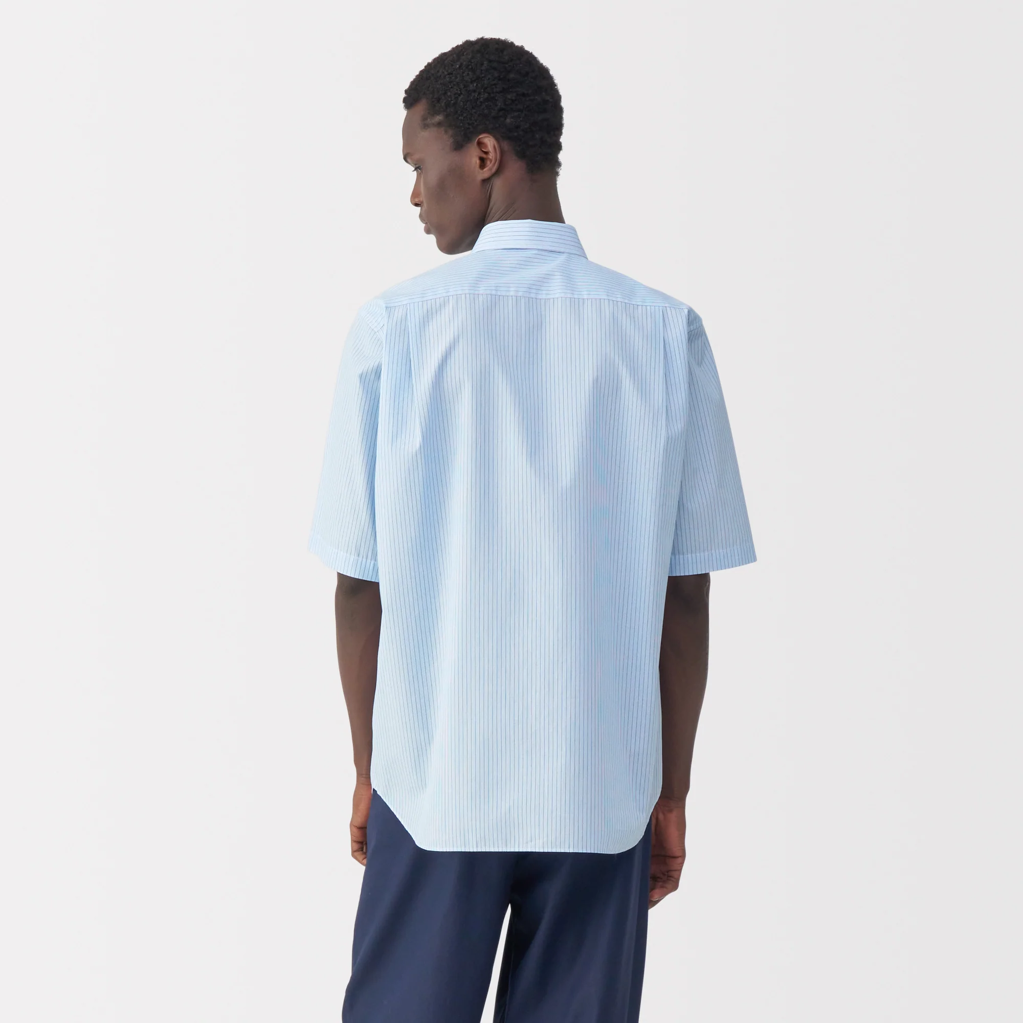 Labo Men's Poplin Layered Short Sleeve Striped Shirt - Image 6