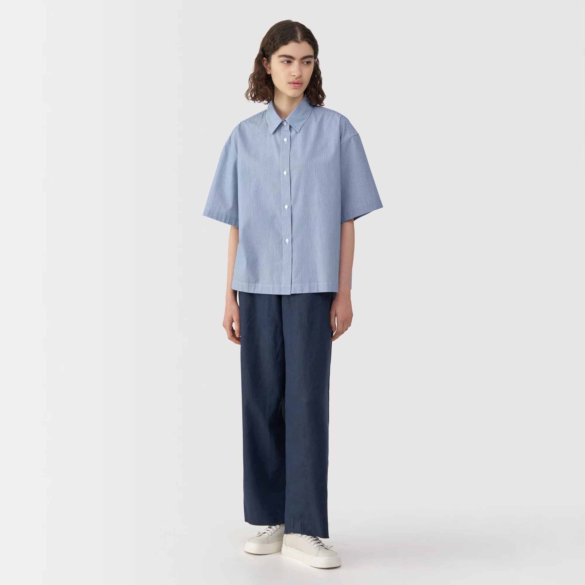 Labo Women's Poplin Short Sleeve Striped Shirt - Image 12