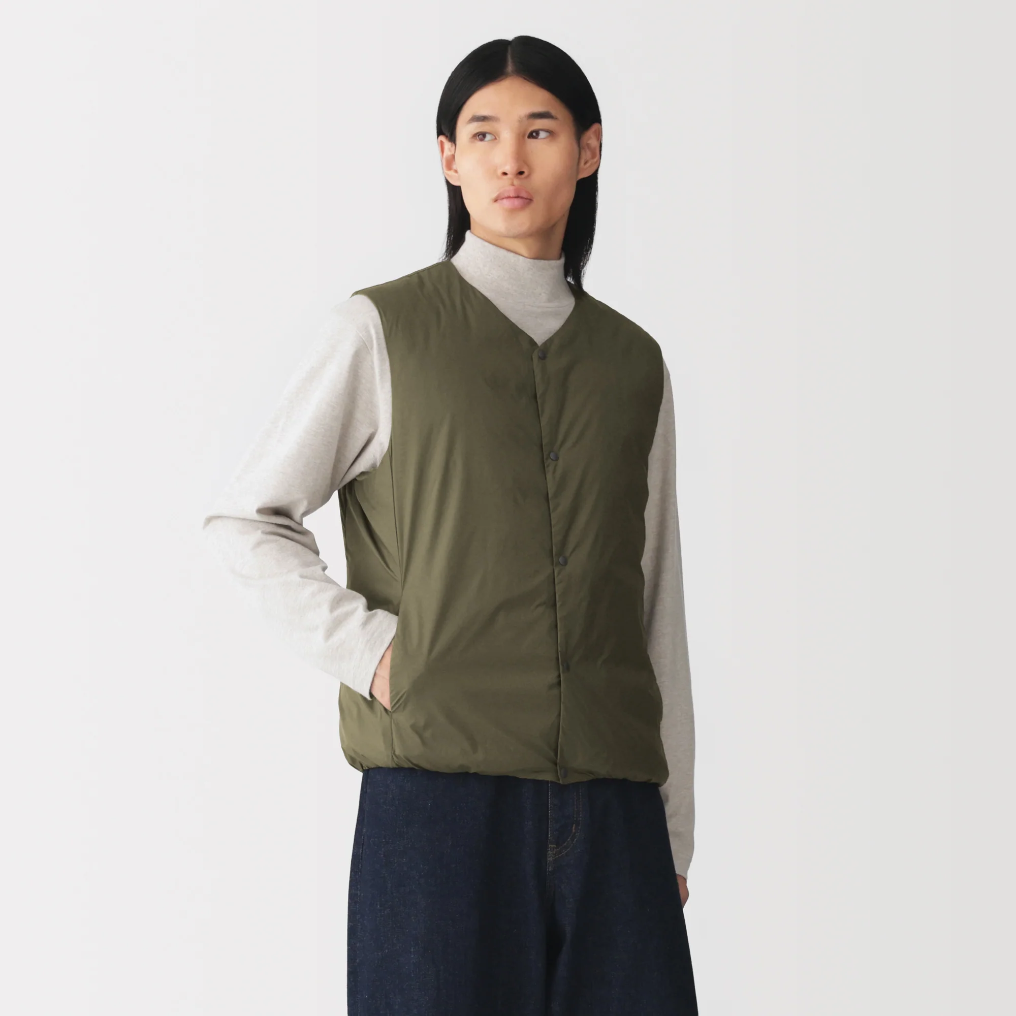 Lightweight Down Collarless Vest - Image 36