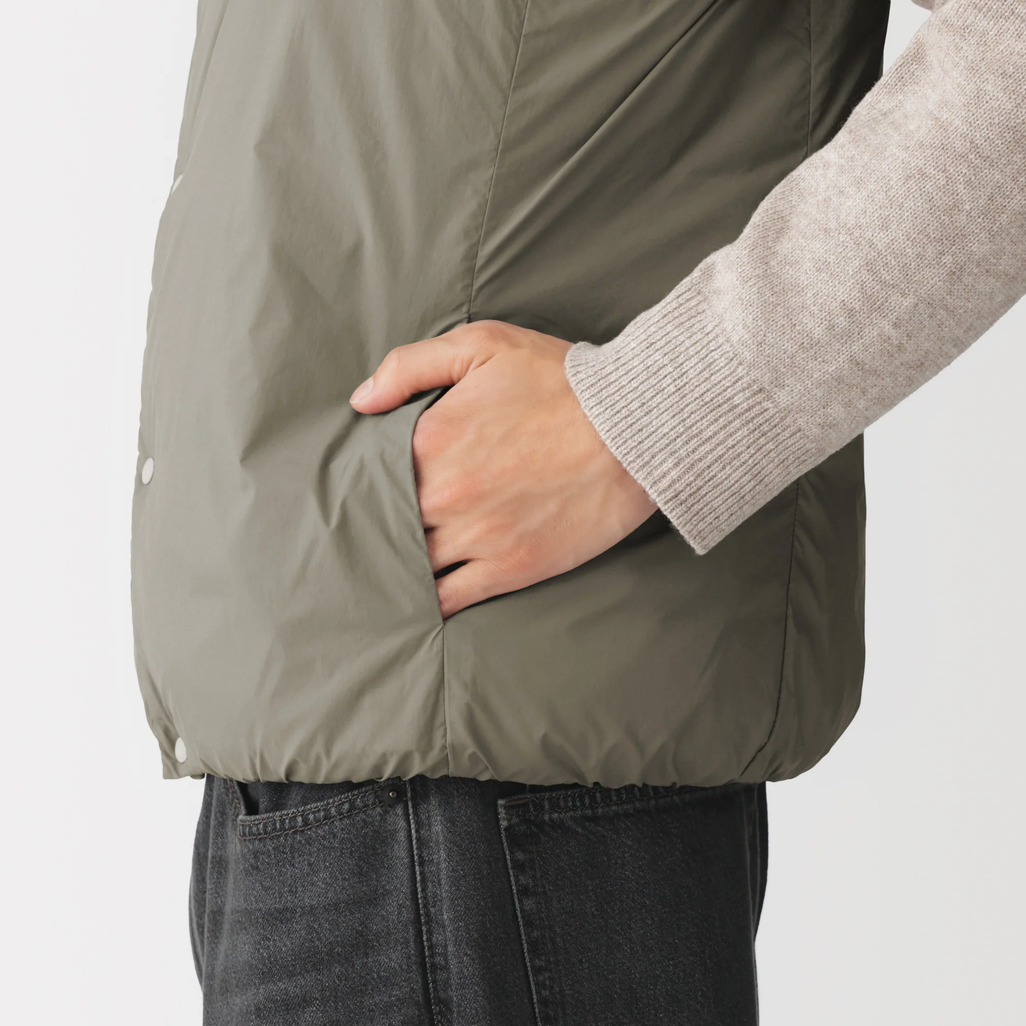 Lightweight Down Collarless Vest - Image 41