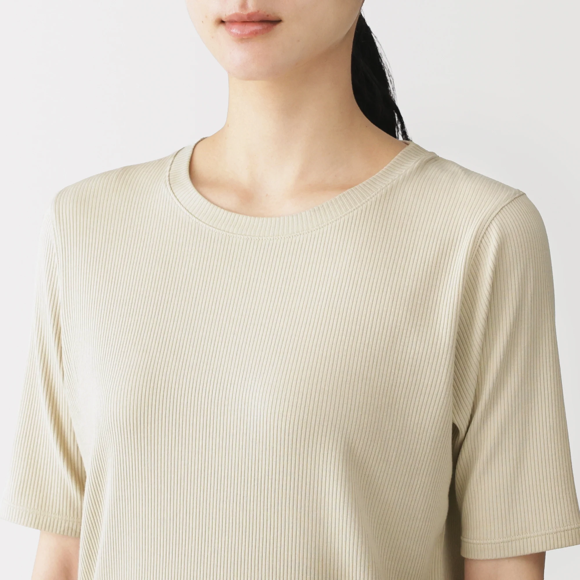 Lyocell Blend Rib Half Sleeve T-Shirt - Image 15