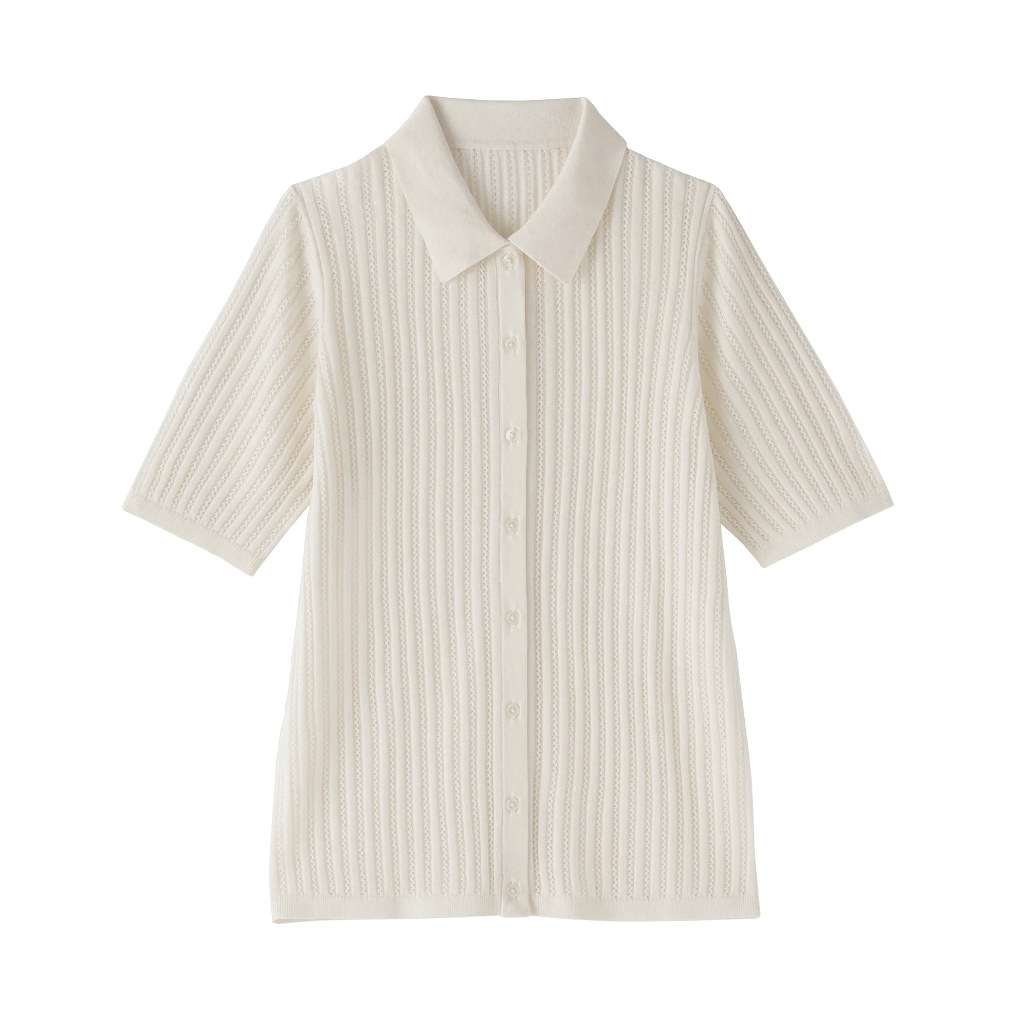 Lyocell Openwork Polo Cardigan - Image 18