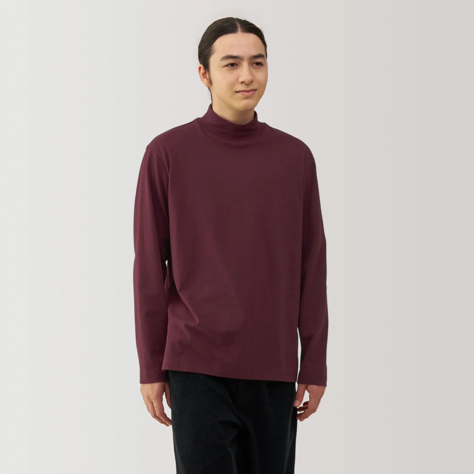 Men's Brushed High Neck Long Sleeve T-Shirt