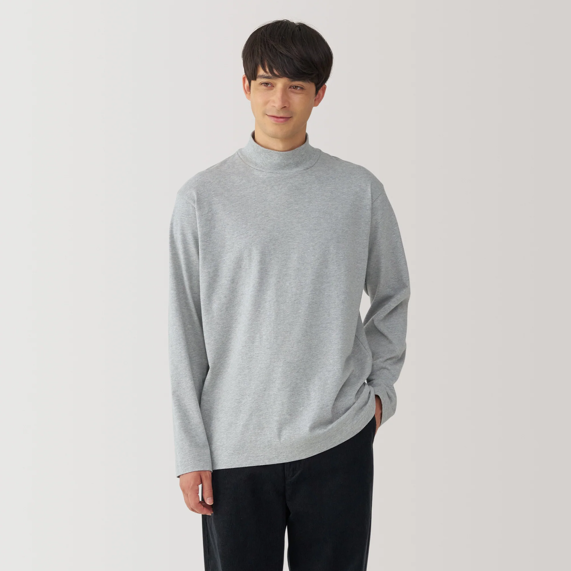 Men's Brushed High Neck Long Sleeve T-Shirt - Image 31