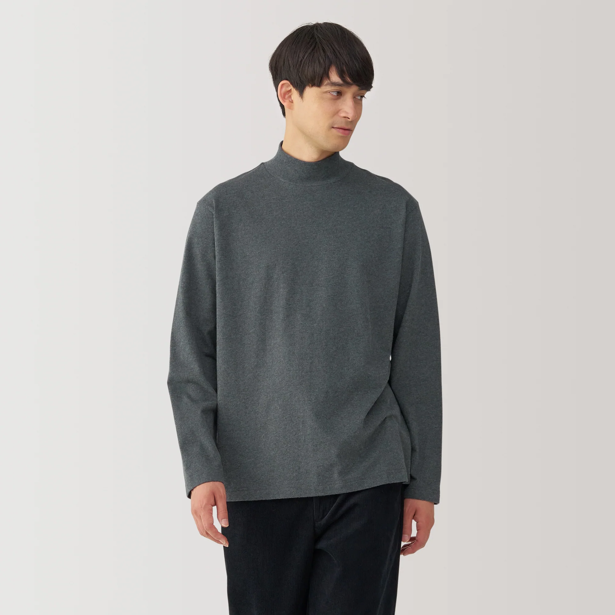 Men's Brushed High Neck Long Sleeve T-Shirt - Image 38