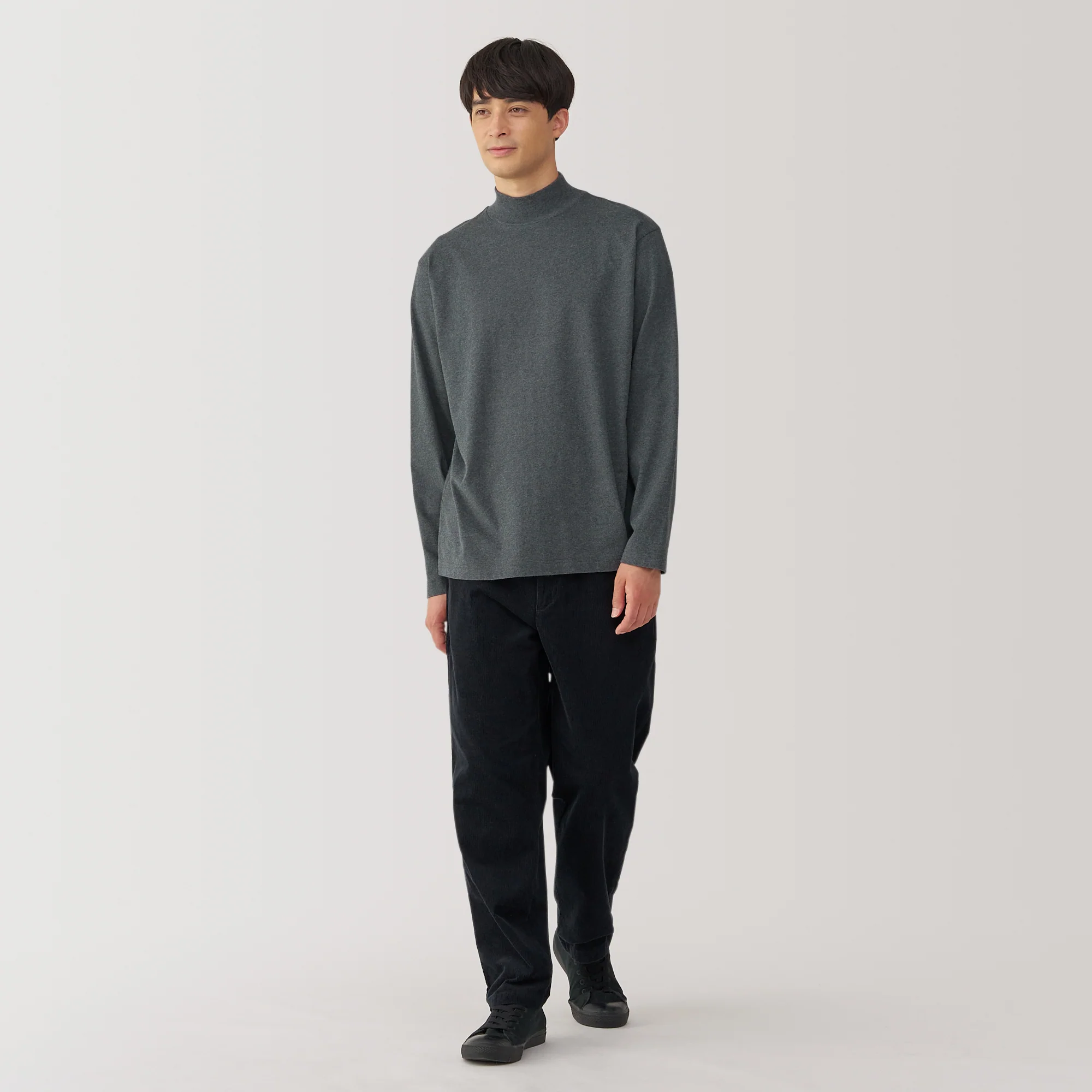 Men's Brushed High Neck Long Sleeve T-Shirt - Image 39