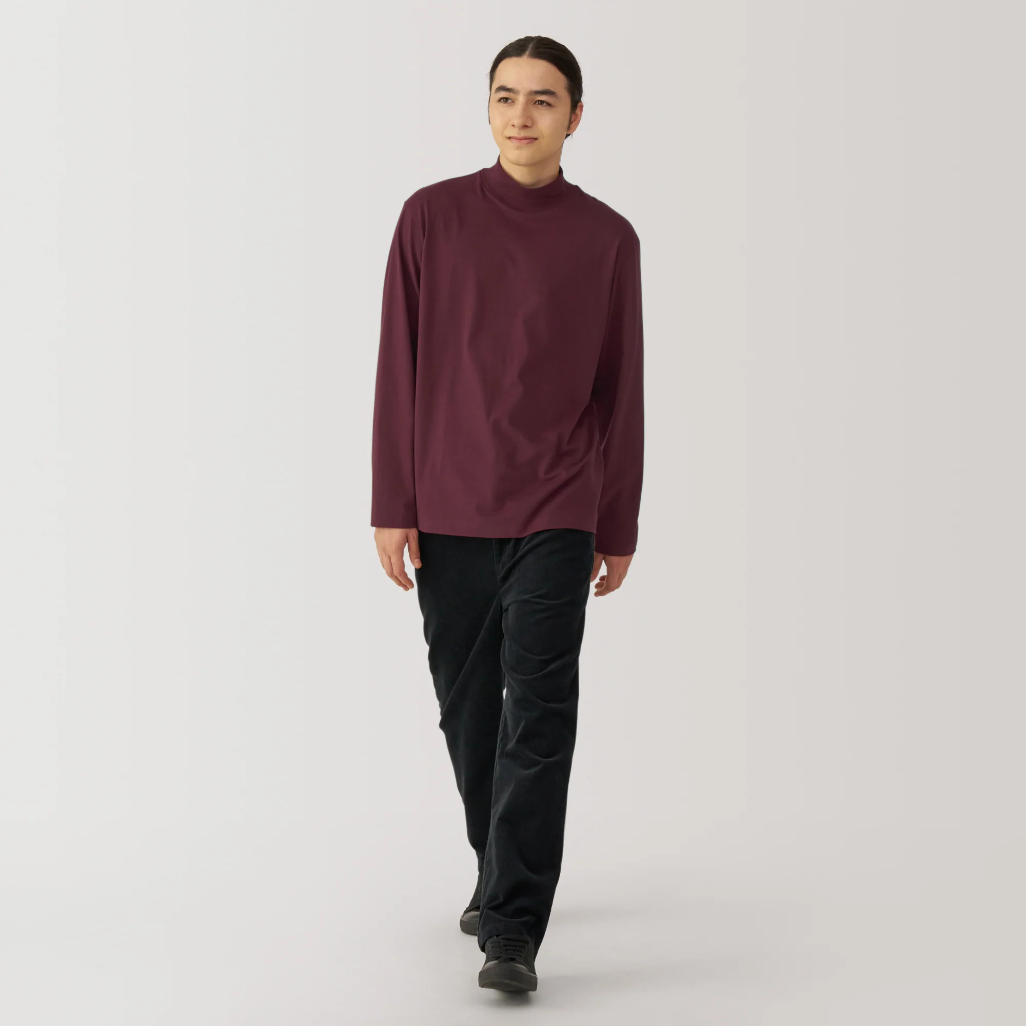 Men's Brushed High Neck Long Sleeve T-Shirt - Image 4