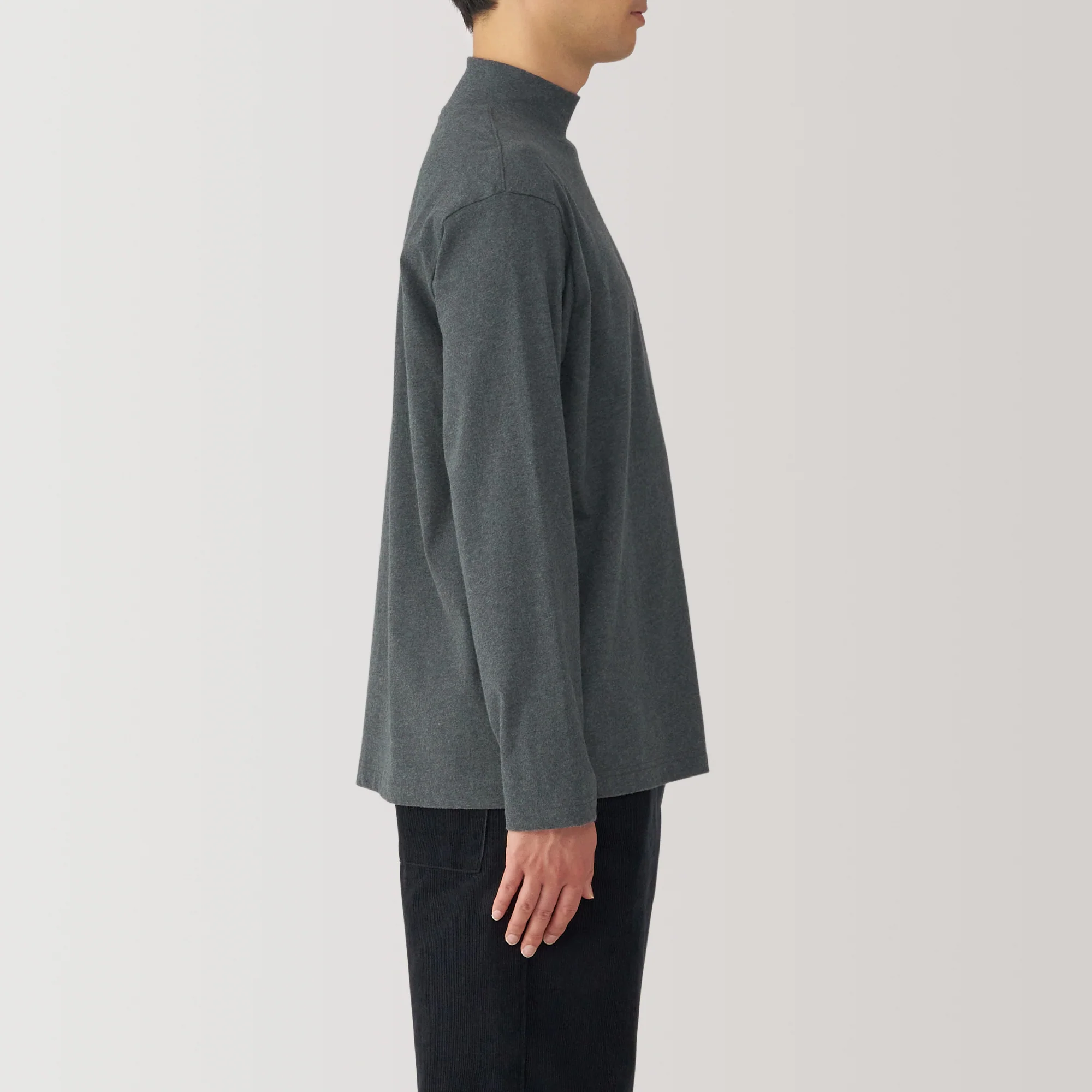 Men's Brushed High Neck Long Sleeve T-Shirt - Image 40