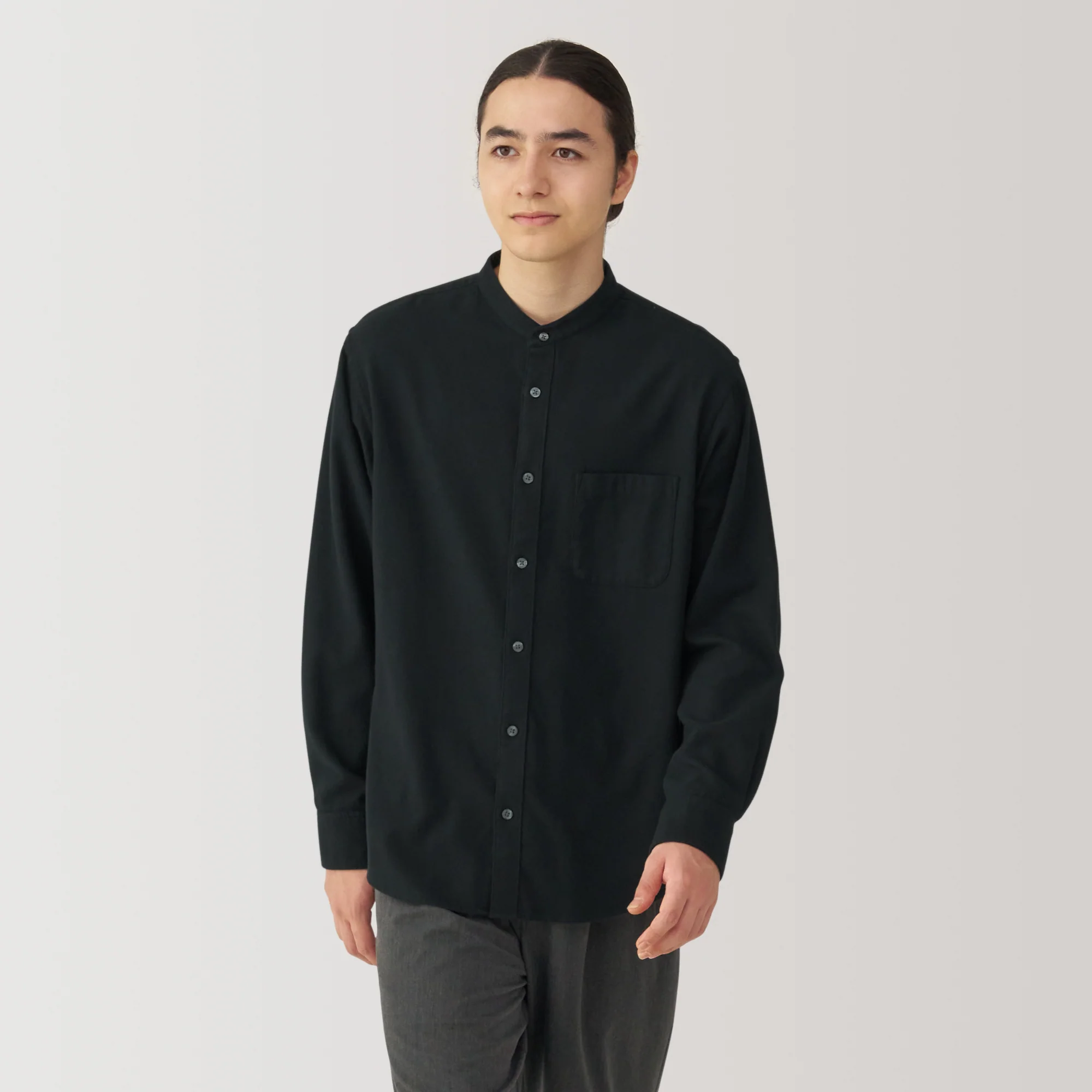 Men's Flannel Stand Collar Long Sleeve Shirt - Image 19