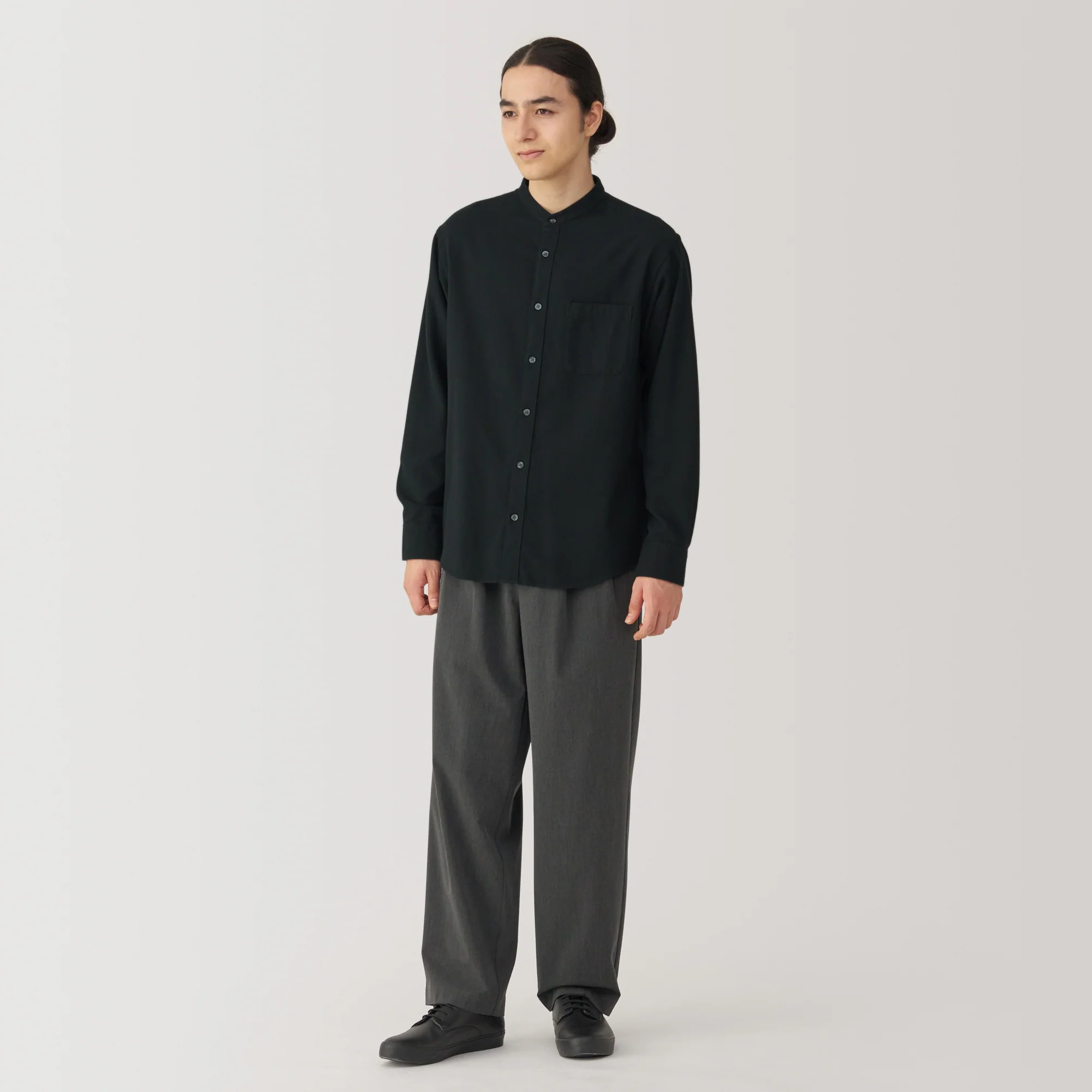 Men's Flannel Stand Collar Long Sleeve Shirt - Image 20