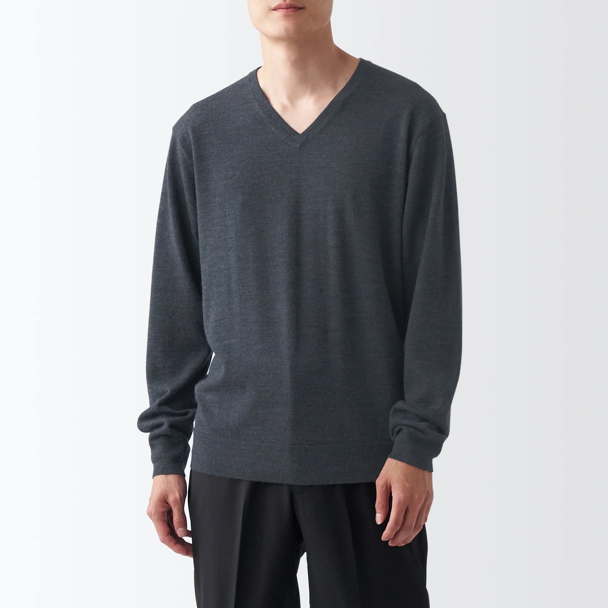 Men's High Gauge Wool V-Neck Sweater
