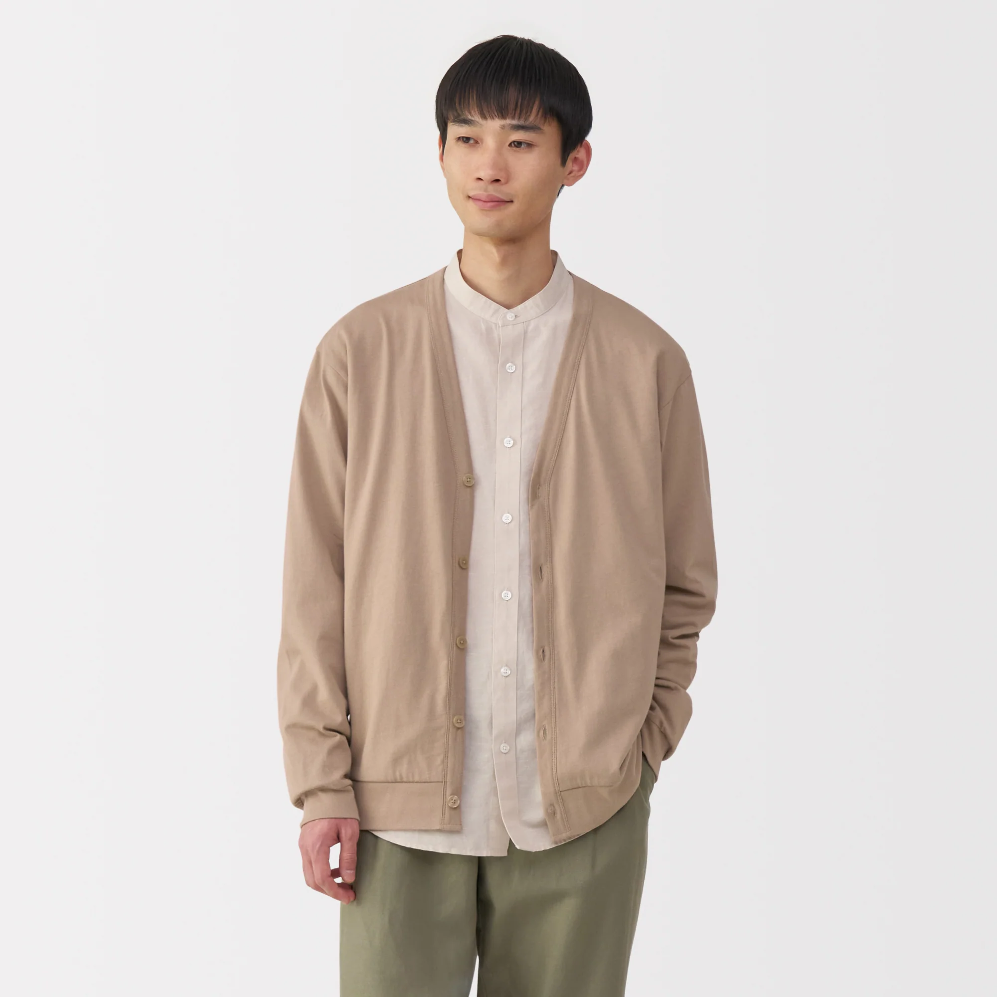 Men's Jersey V Neck Cardigan