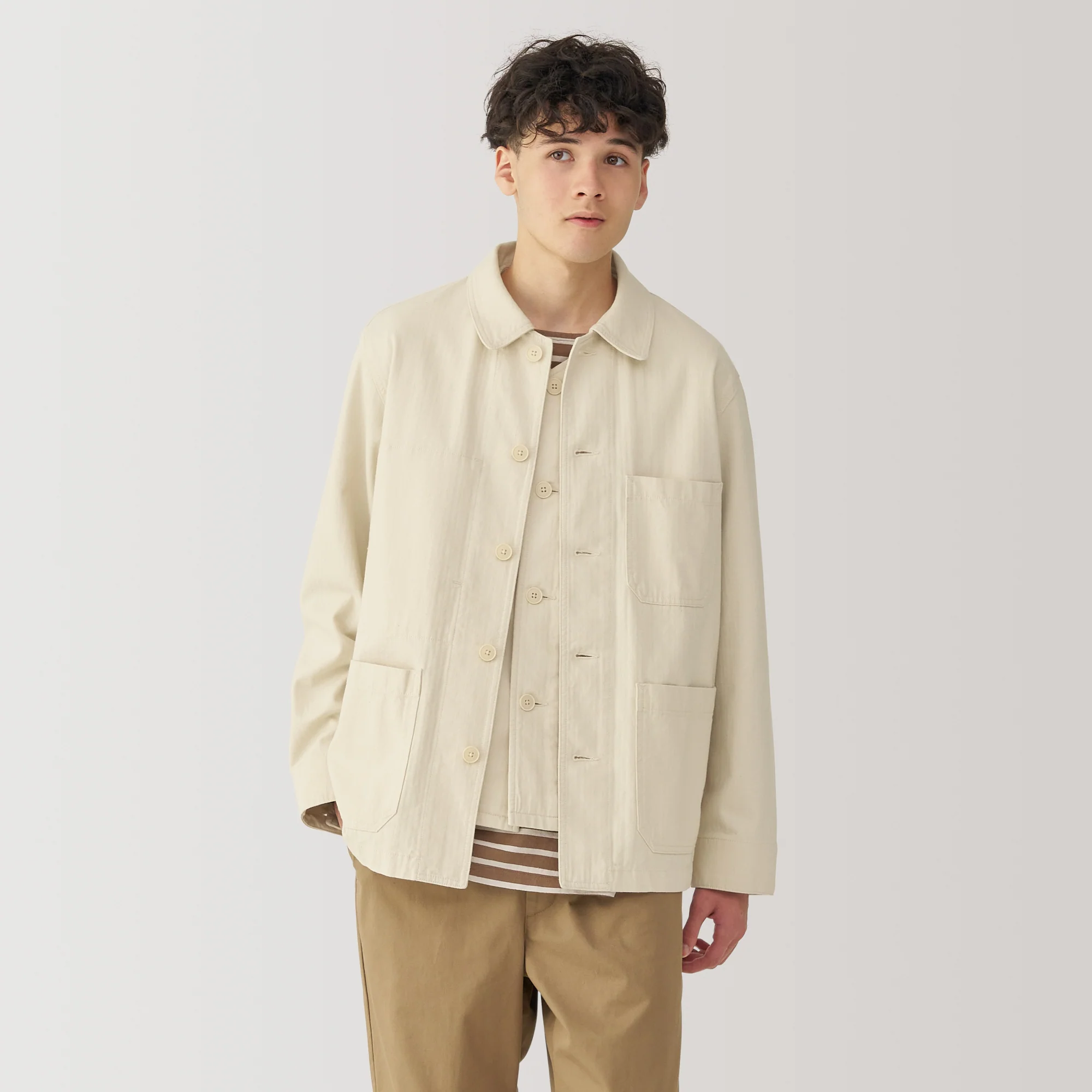 Men's Kapok Blend Herringbone Coverall Jacket