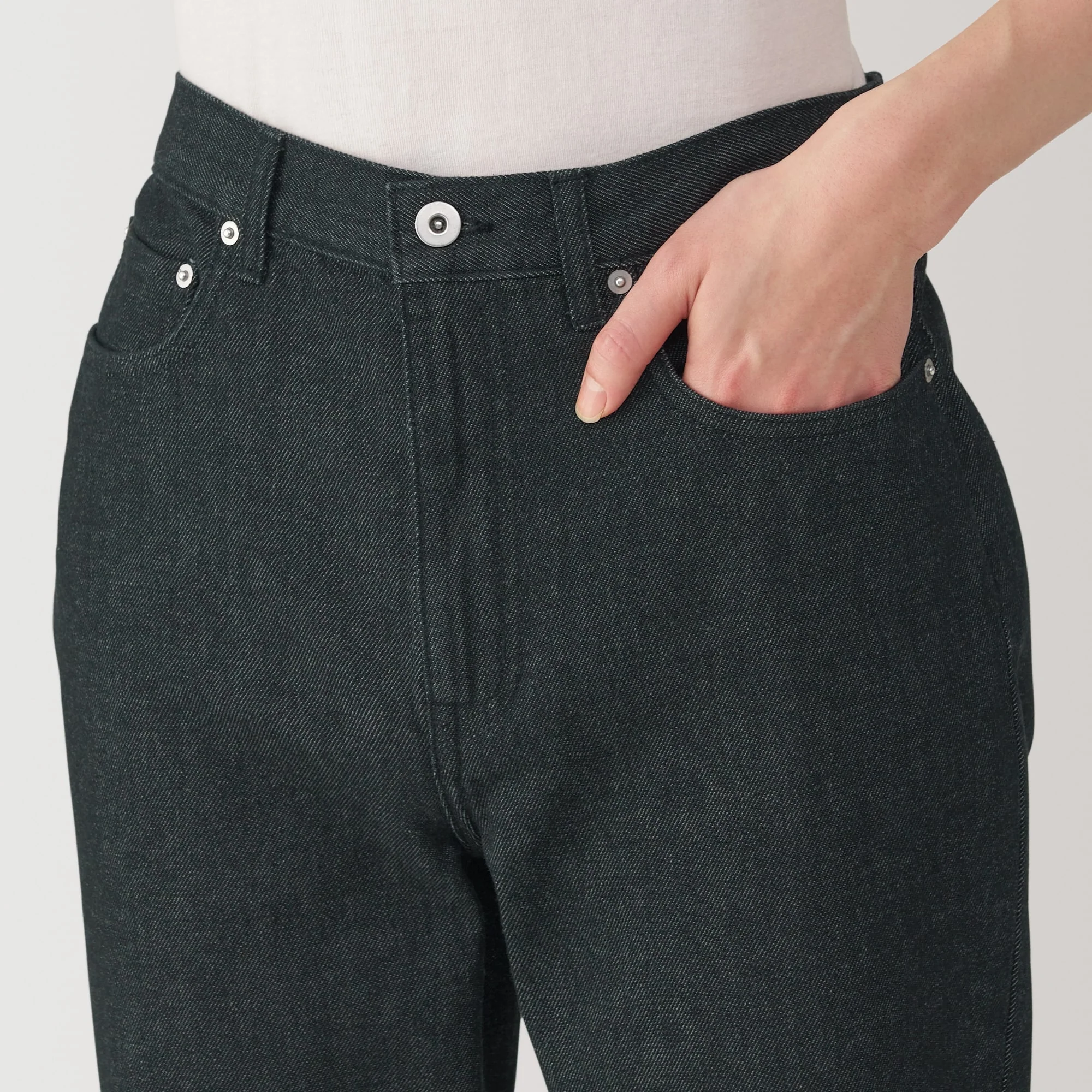 Kapok Blend Straight Denim Trousers - Image 7
