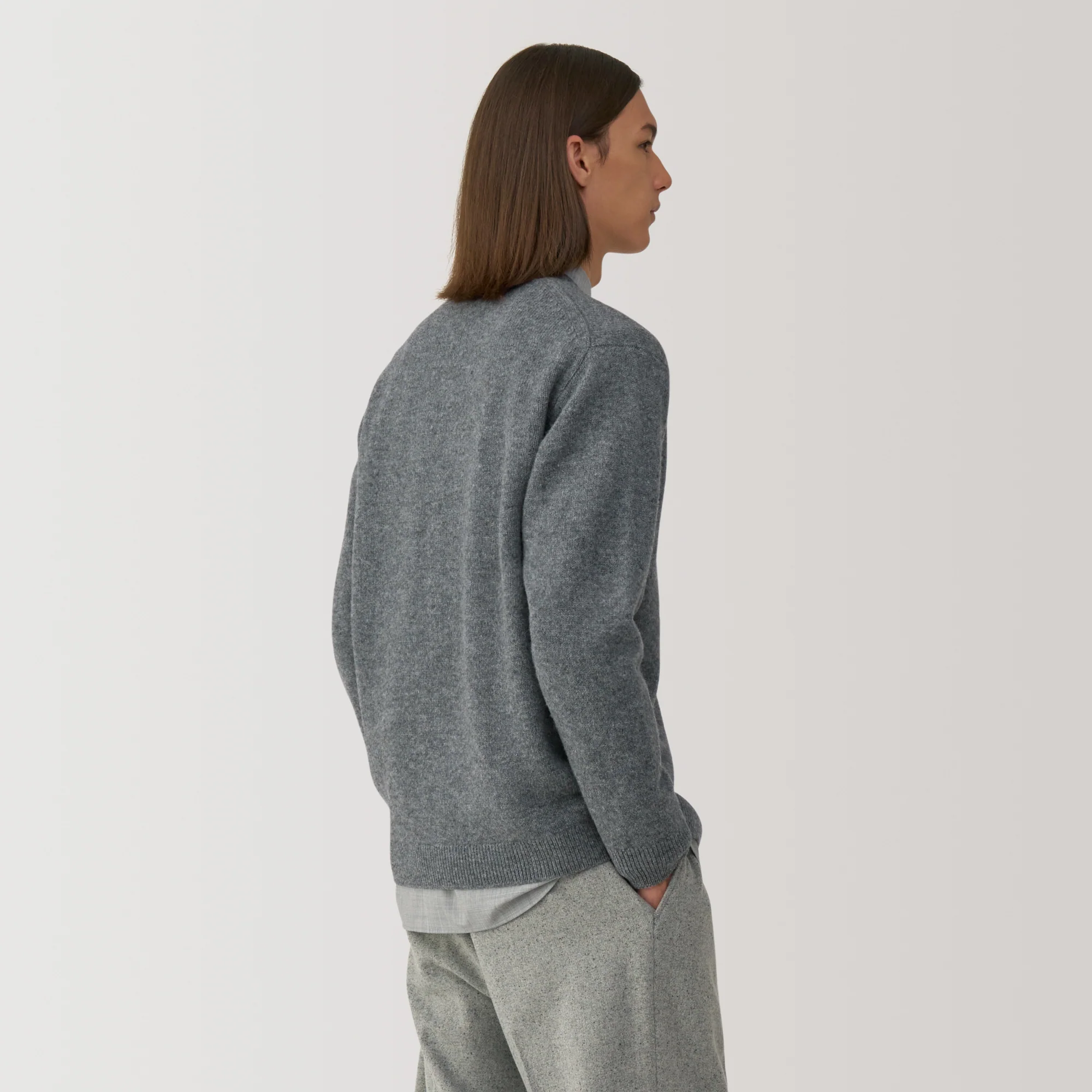 Labo Men's Milled Wool V Neck Cardigan - Image 11