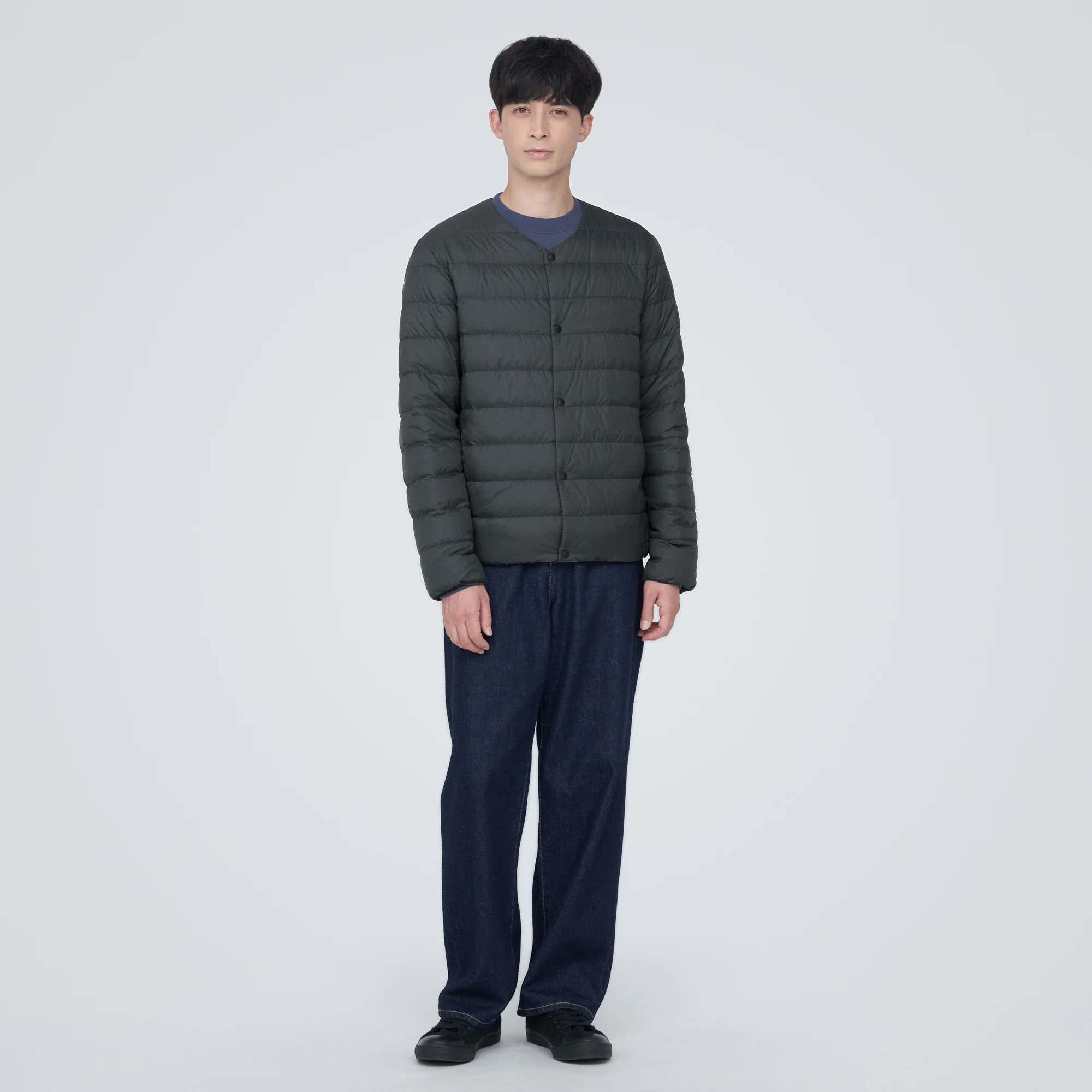 Men's Lightweight Down Collarless Jacket - Image 15