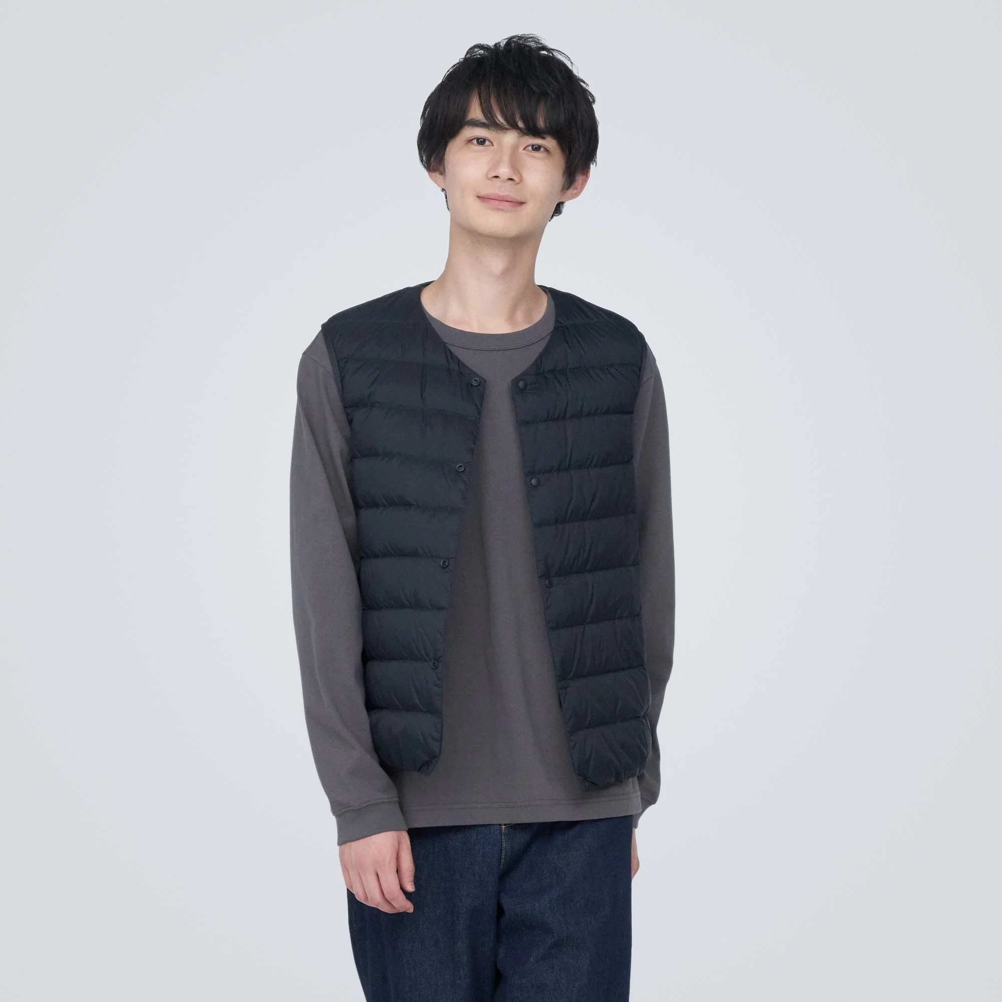 Men's Lightweight Down Collarless Vest - Image 30