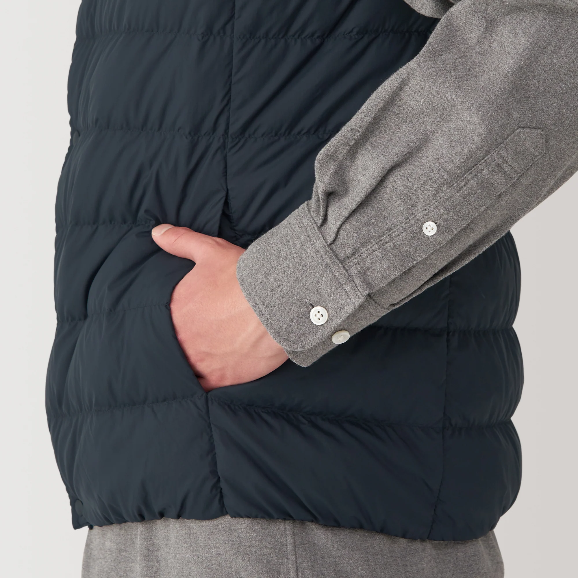 Men's Lightweight Down Collarless Vest - Image 30