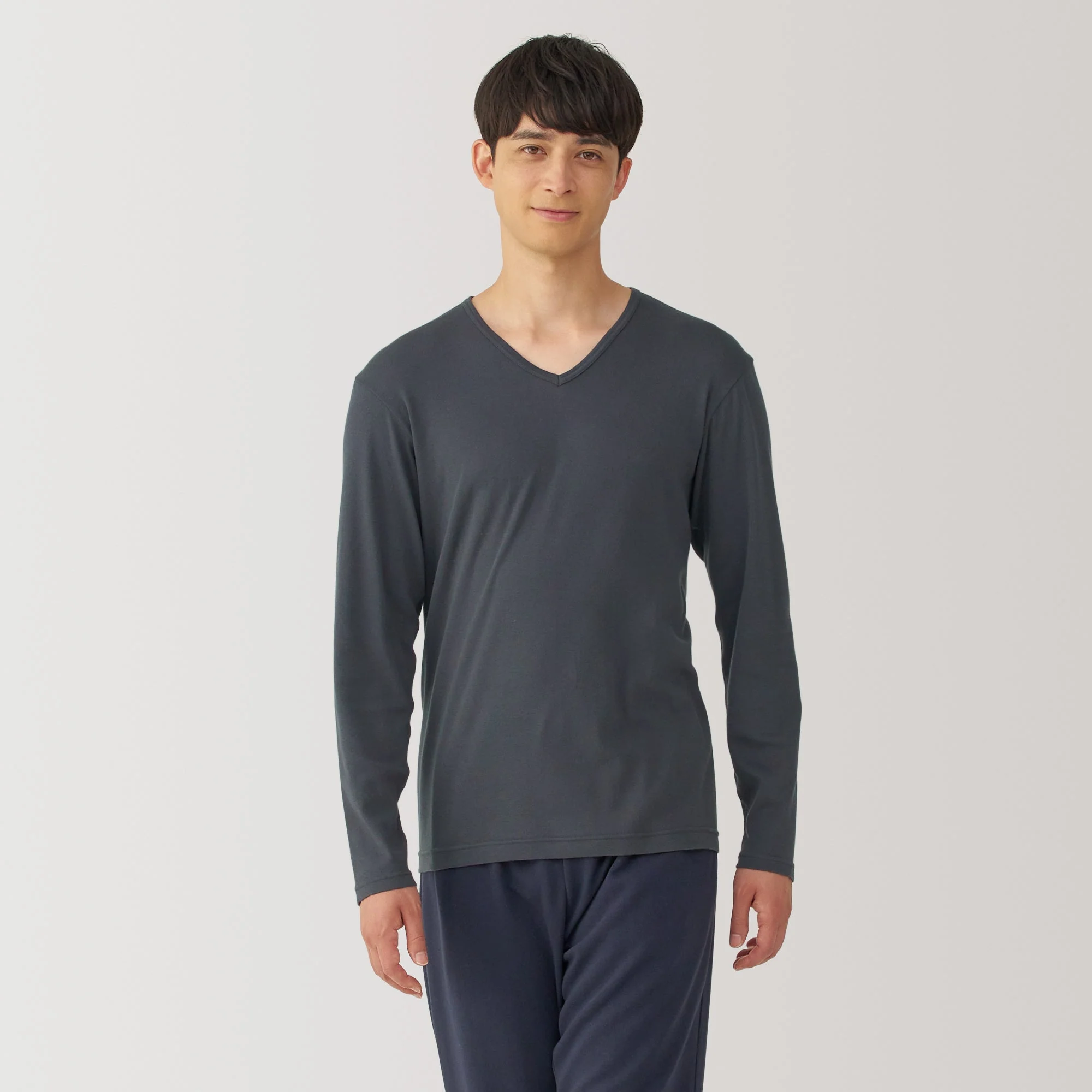 Men's Warm Cotton V-Neck Long Sleeve T-Shirt - Image 3