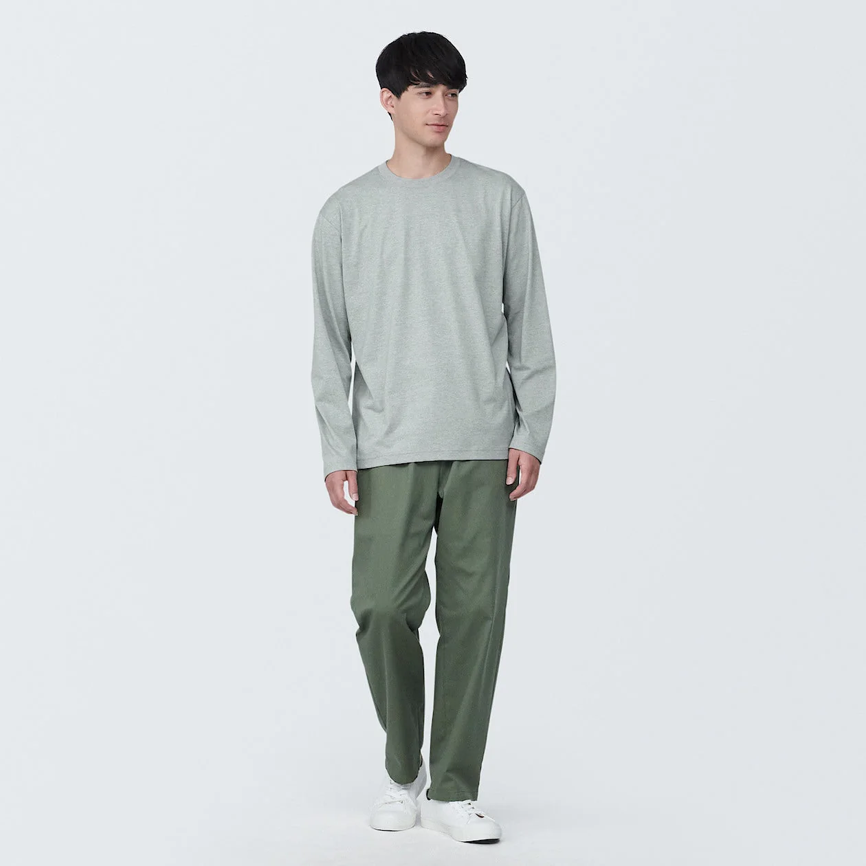 Men's Washed Jersey Crew Neck Long Sleeve T-Shirt - Image 25