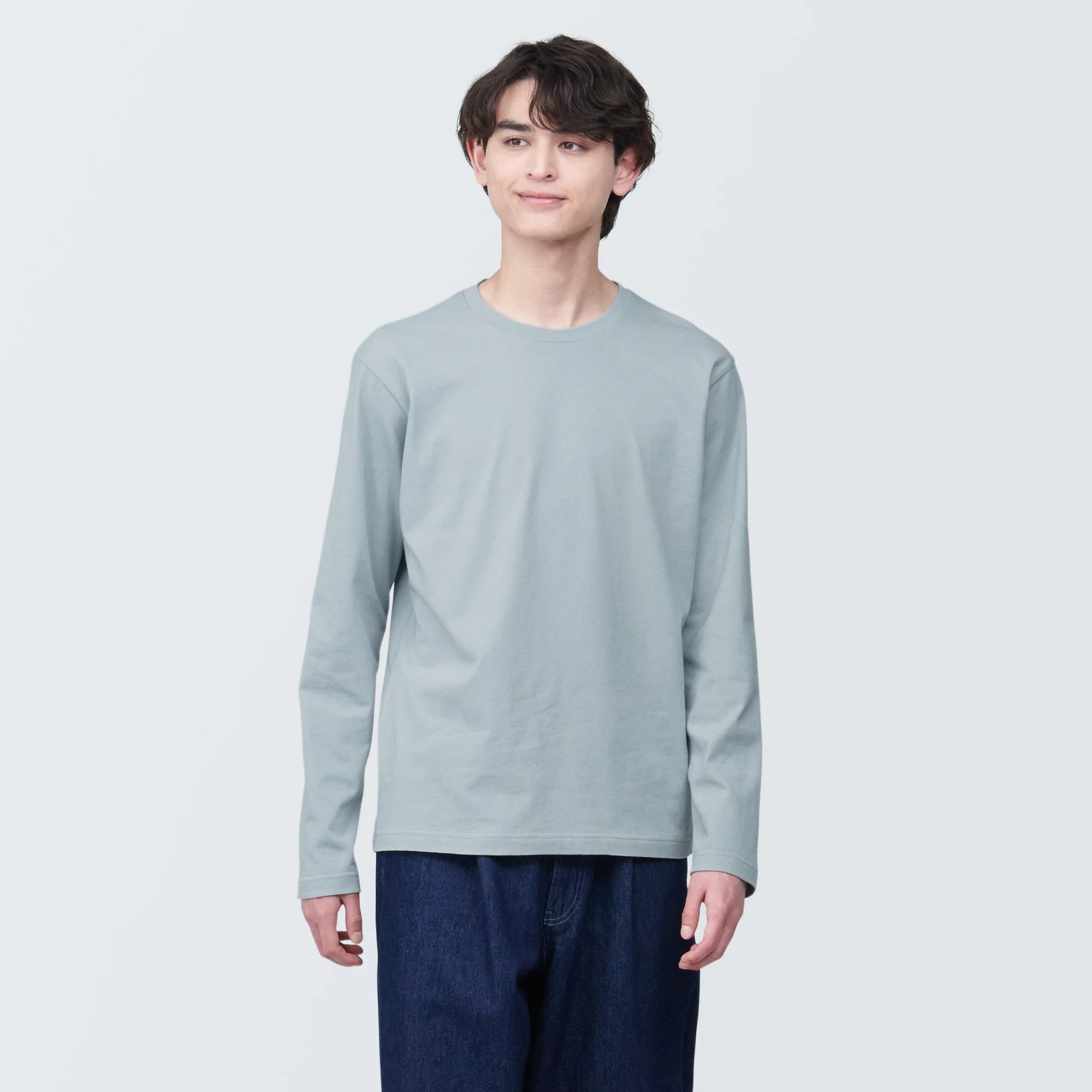 Men's Washed Jersey Crew Neck Long Sleeve T-Shirt - Image 3