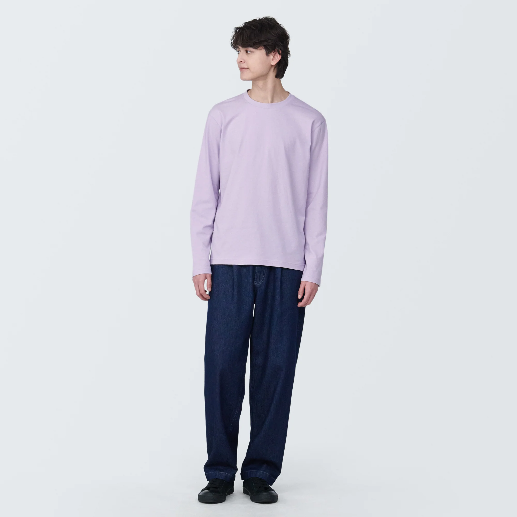 Men's Washed Jersey Crew Neck Long Sleeve T-Shirt - Image 39