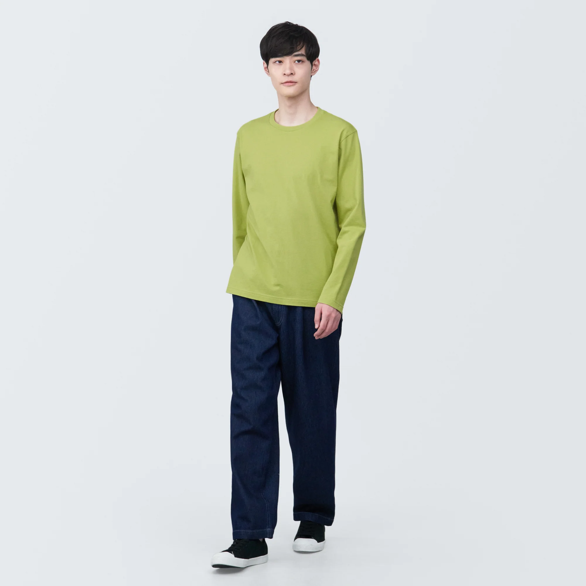 Men's Washed Jersey Crew Neck Long Sleeve T-Shirt - Image 46