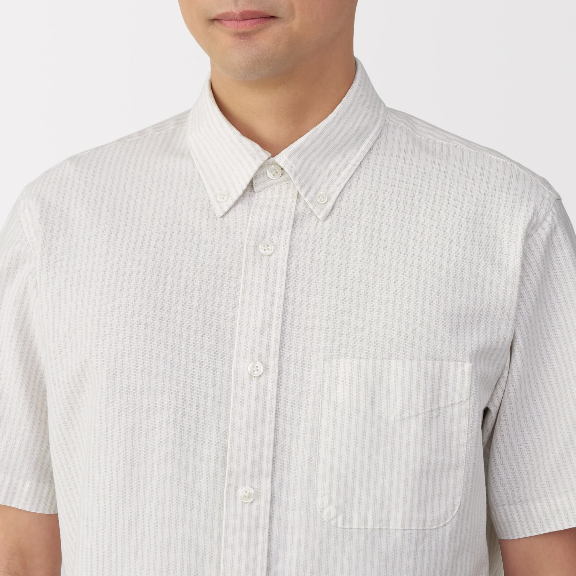 Men's Washed Oxford Button Down Short Sleeve Striped Shirt - Image 15